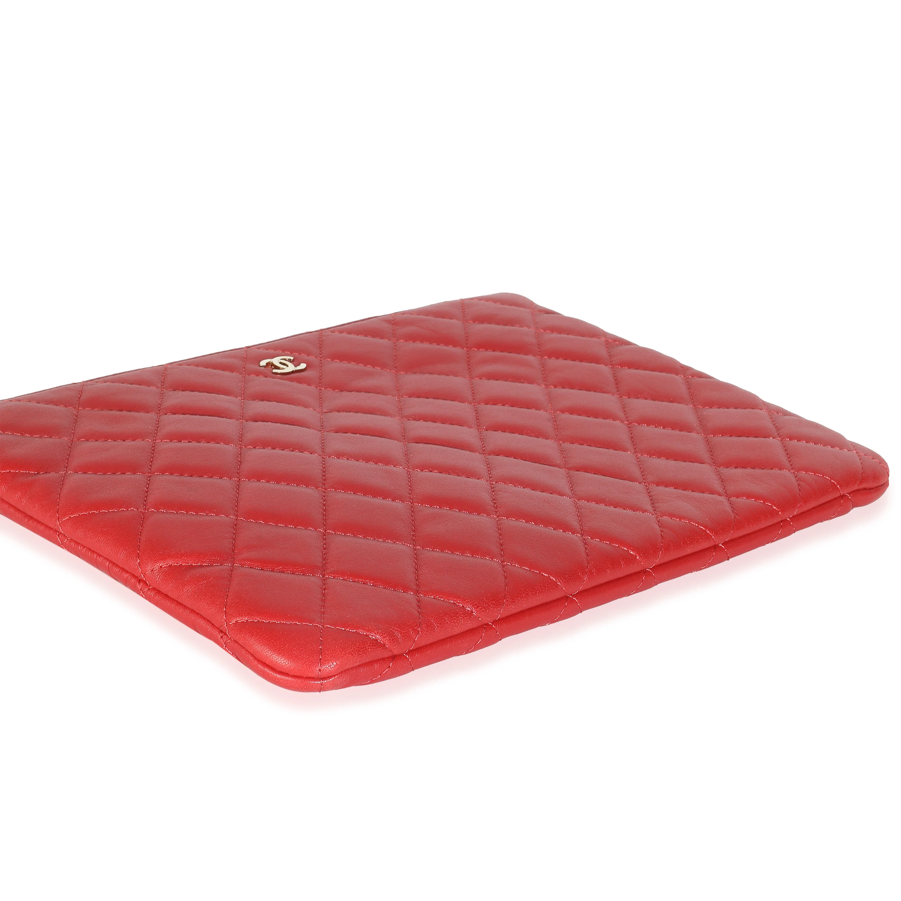 Red Quilted Lambskin Medium Casino Beauty CC Cosmetic Case - Image 7