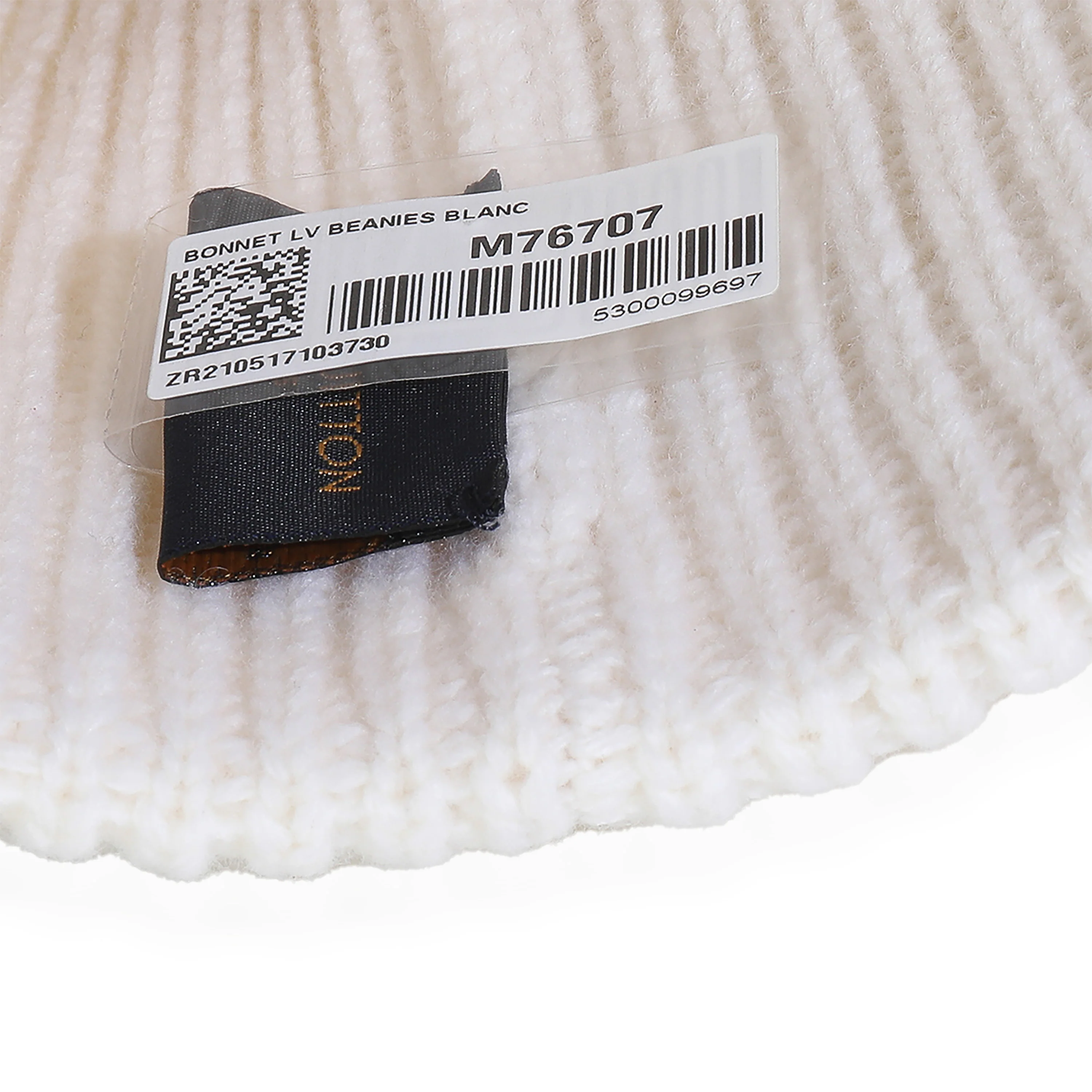Ivory Wool LV Initials Monogram Beanie Hat - Image 4