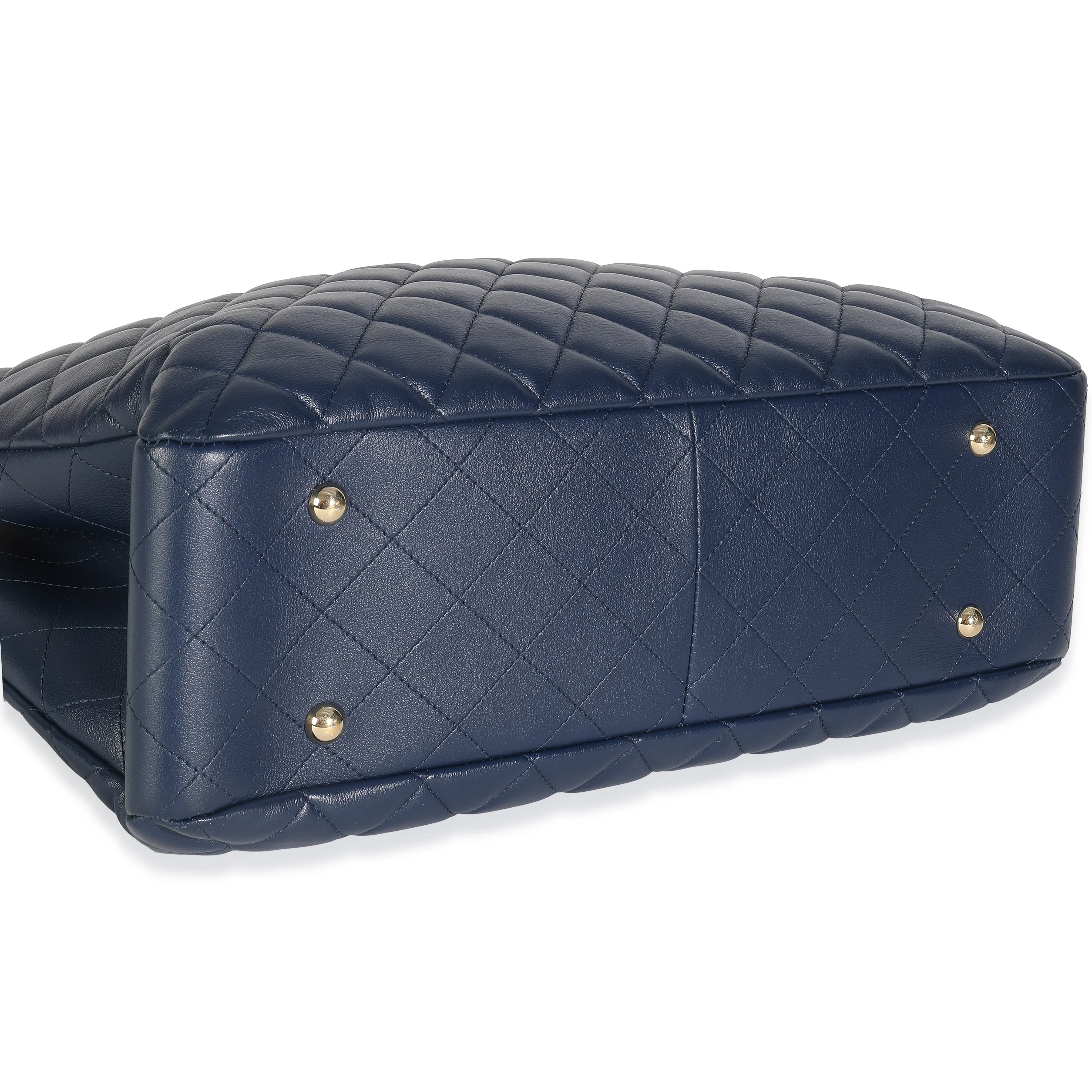 Blue Quilted Calfskin Large CC Shopping Tote Bag - Image 7