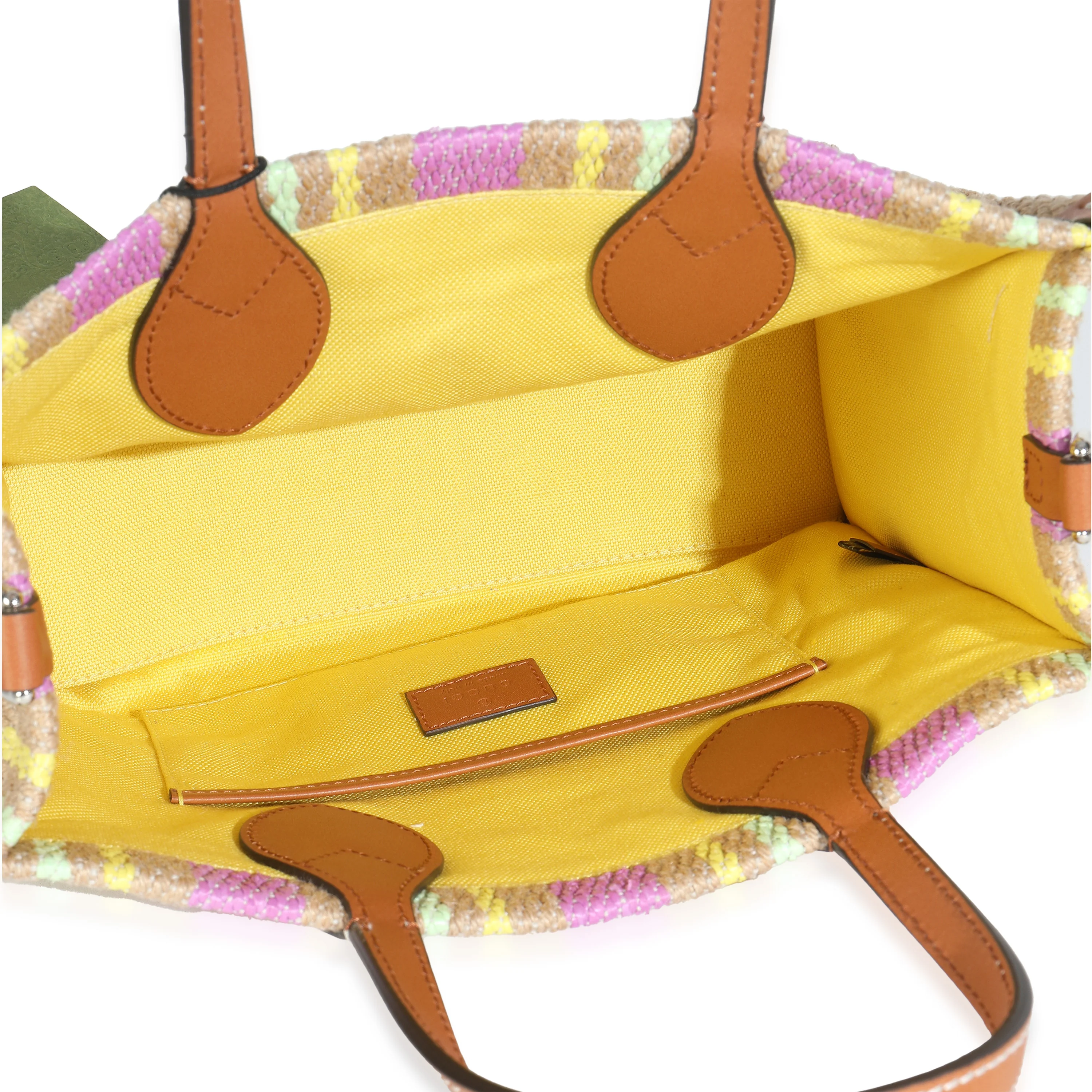 Multicolor Calfskin Jute Logo Embroidered Small Vertical Tote - Image 9