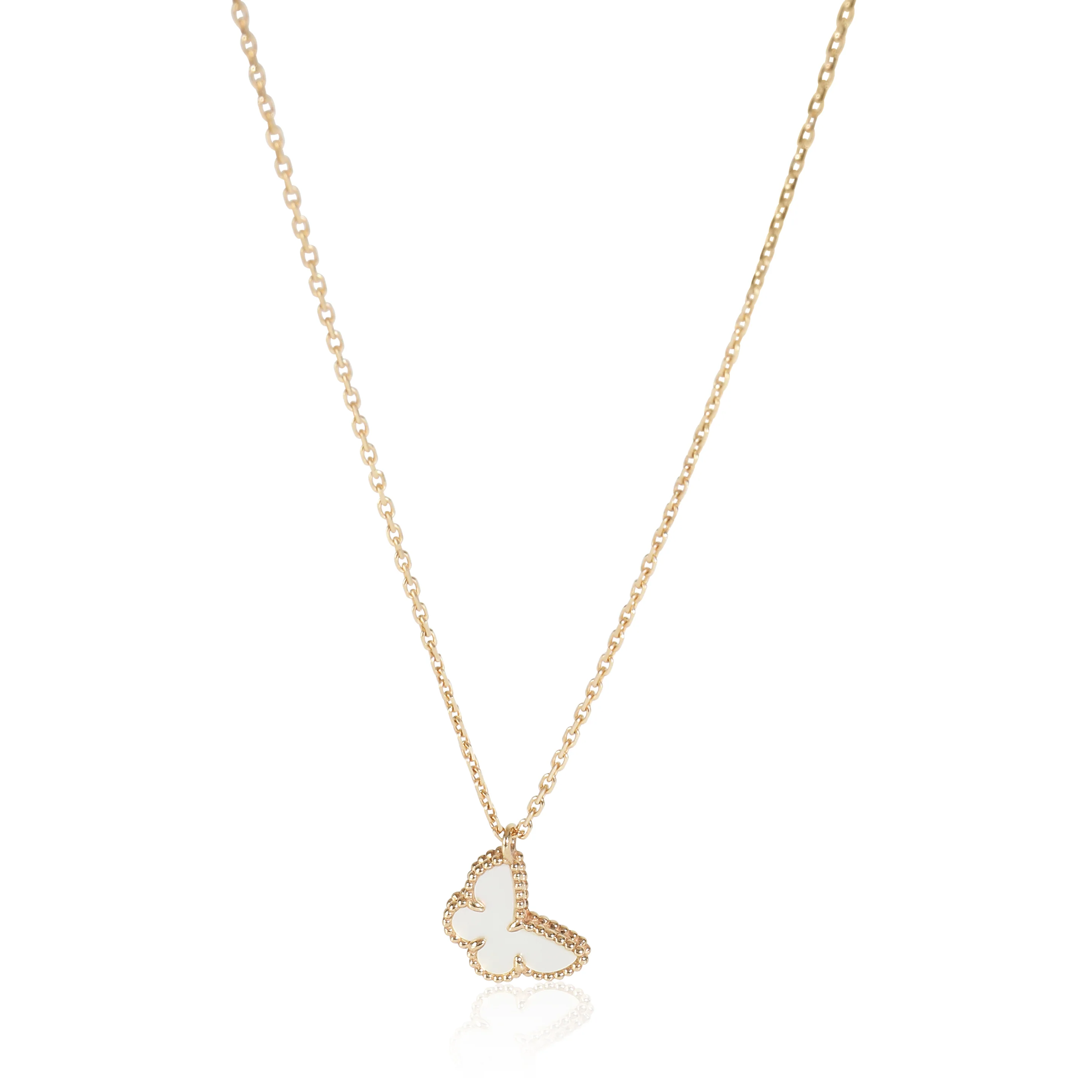 Yellow Gold Mother Of Pearl Sweet Butterflies Pendant