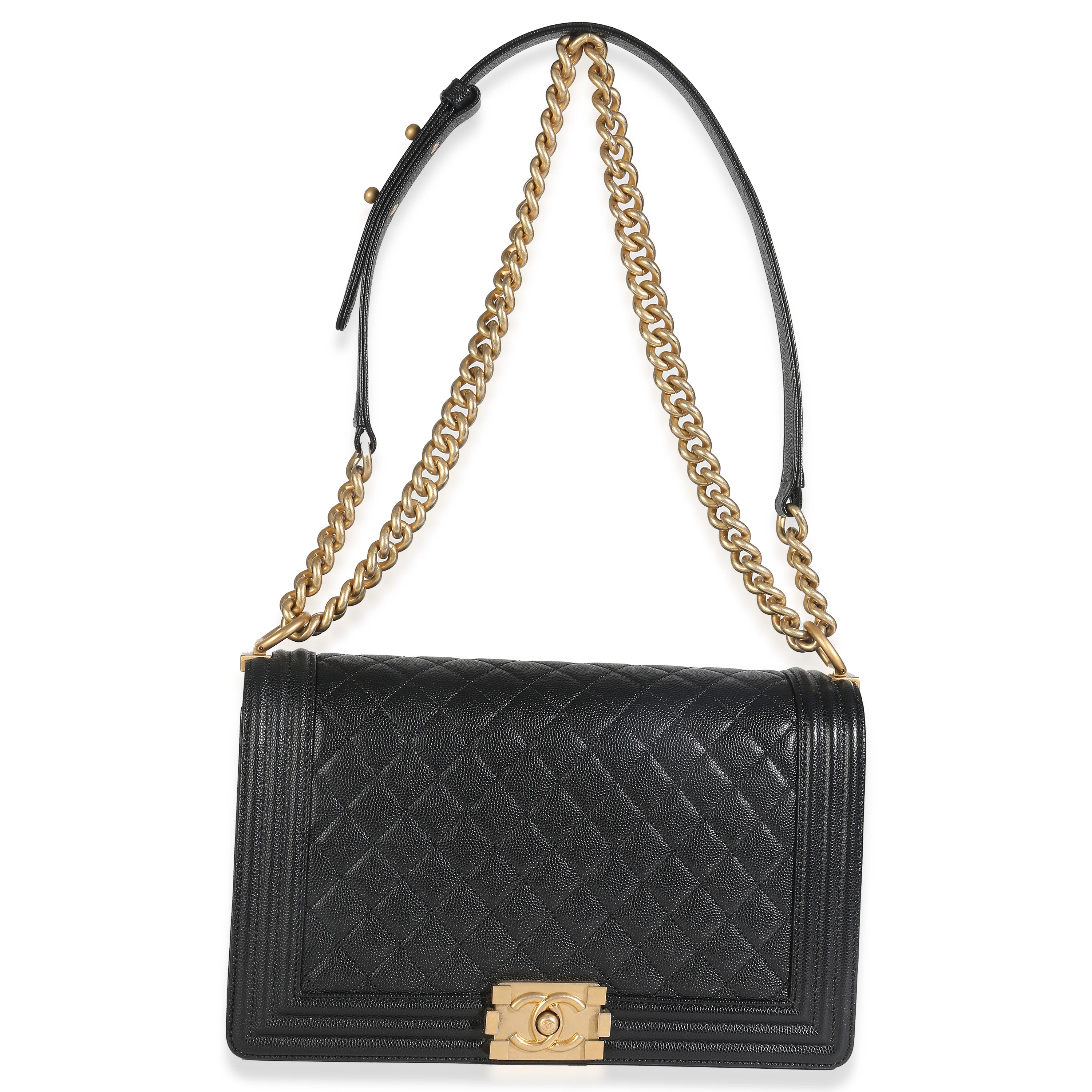 Black Quilted Caviar New Medium Boy HandBag - Image 8