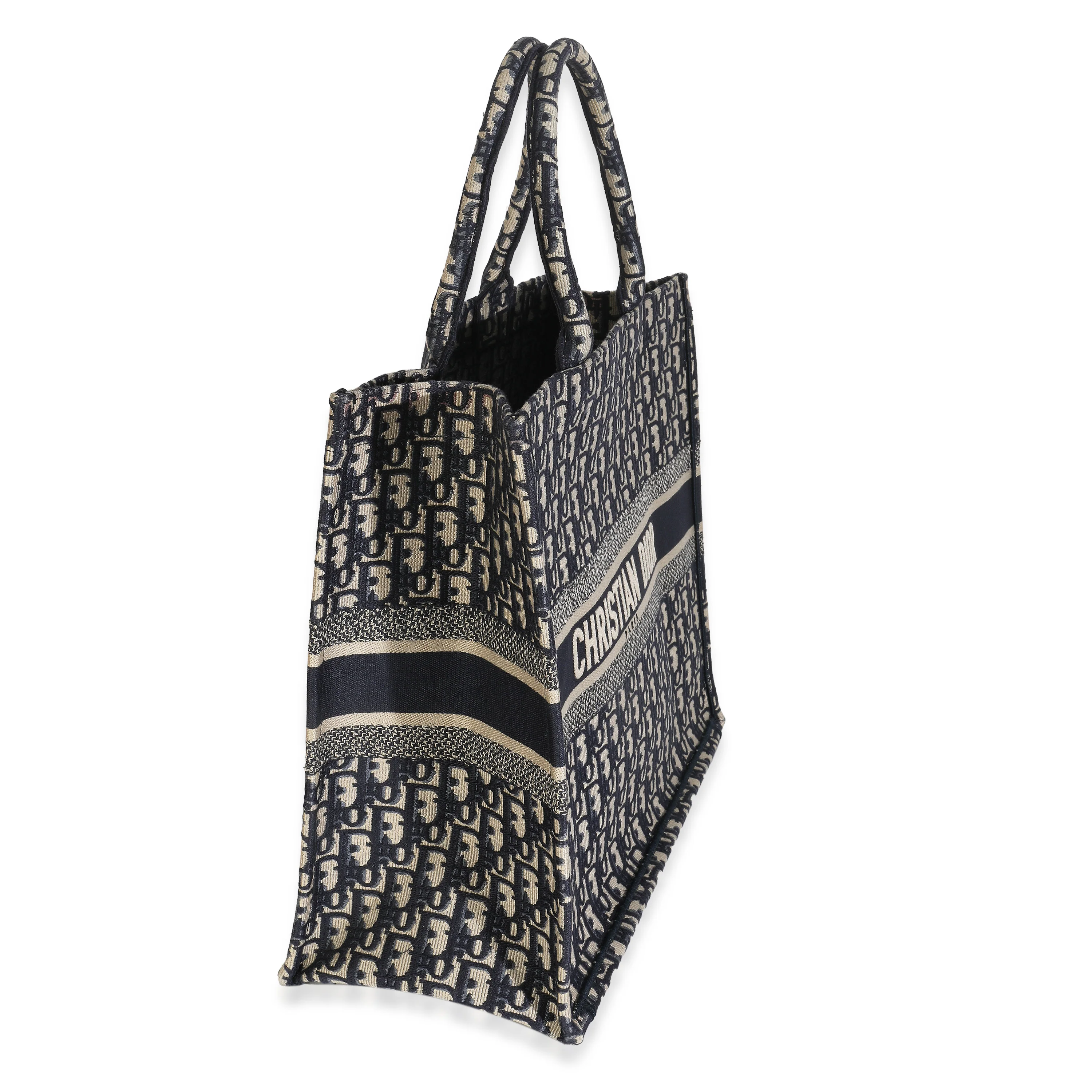 Ecru Blue Oblique Canvas Large Book Tote - Image 3