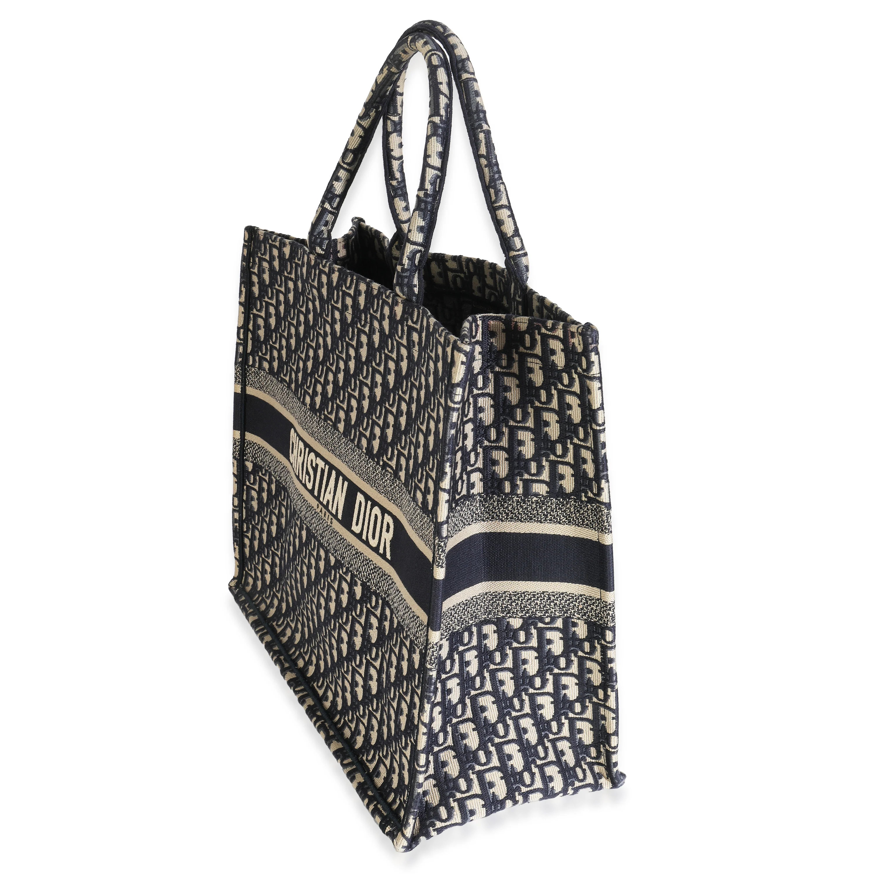 Ecru Blue Oblique Canvas Large Book Tote - Image 4