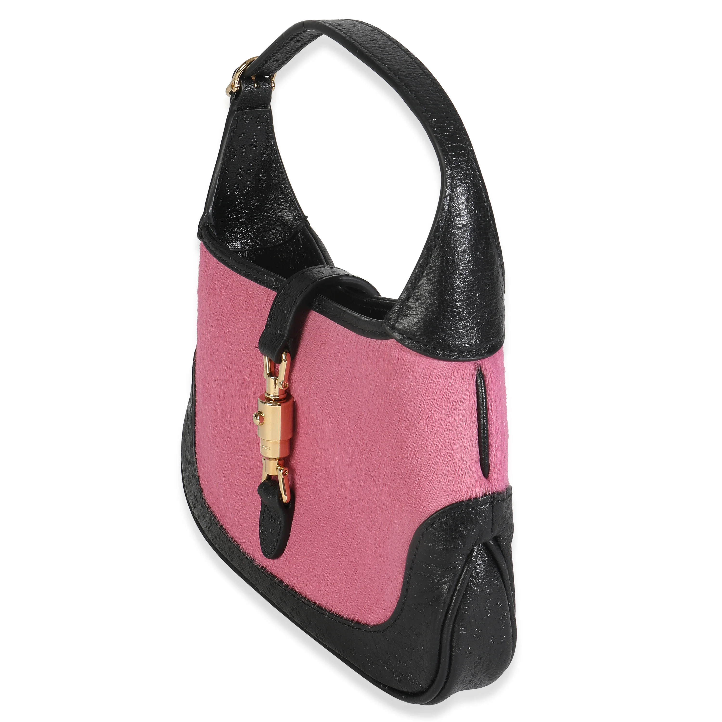 Pink Black Calf Hair Textured Dollar Calfskin Mini Jackie 1961 Hobo - Image 2