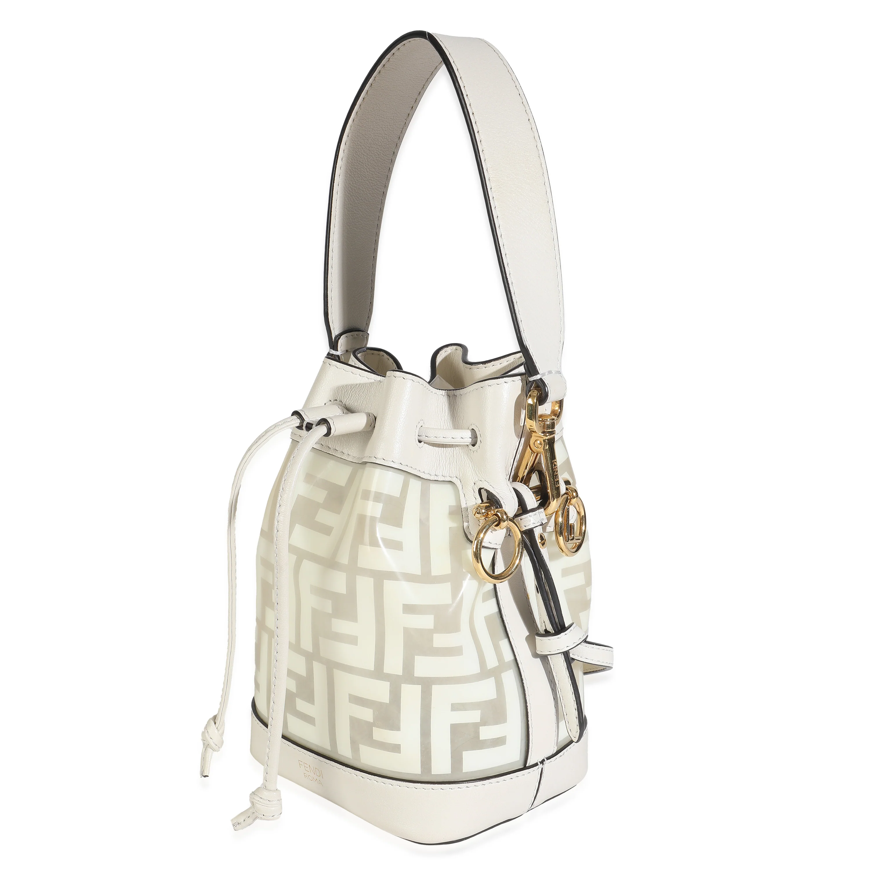 White TPU FF Vitello Grace F is Fendi Mini Mon Tresor Bucket Bag - Image 3