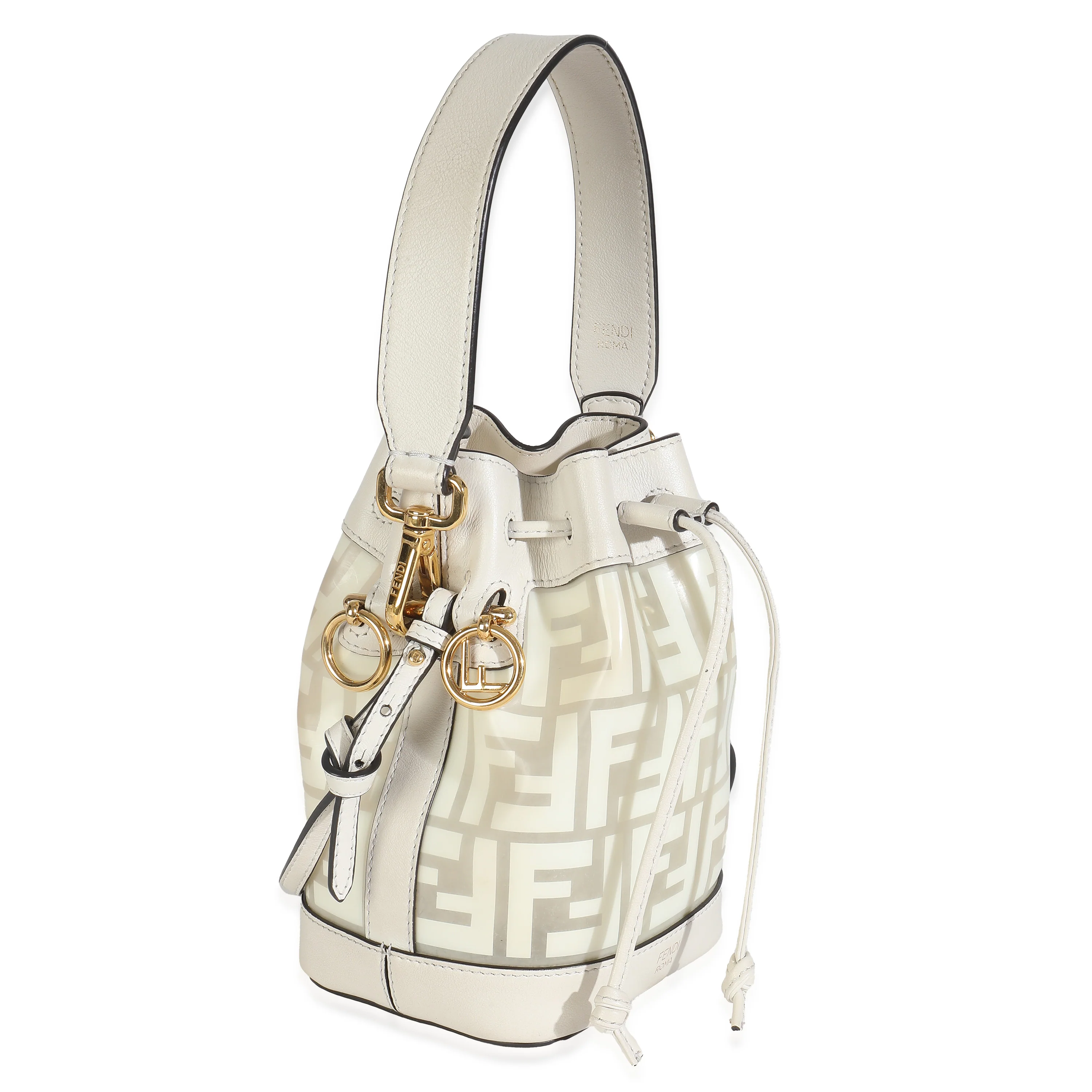 White TPU FF Vitello Grace F is Fendi Mini Mon Tresor Bucket Bag - Image 4