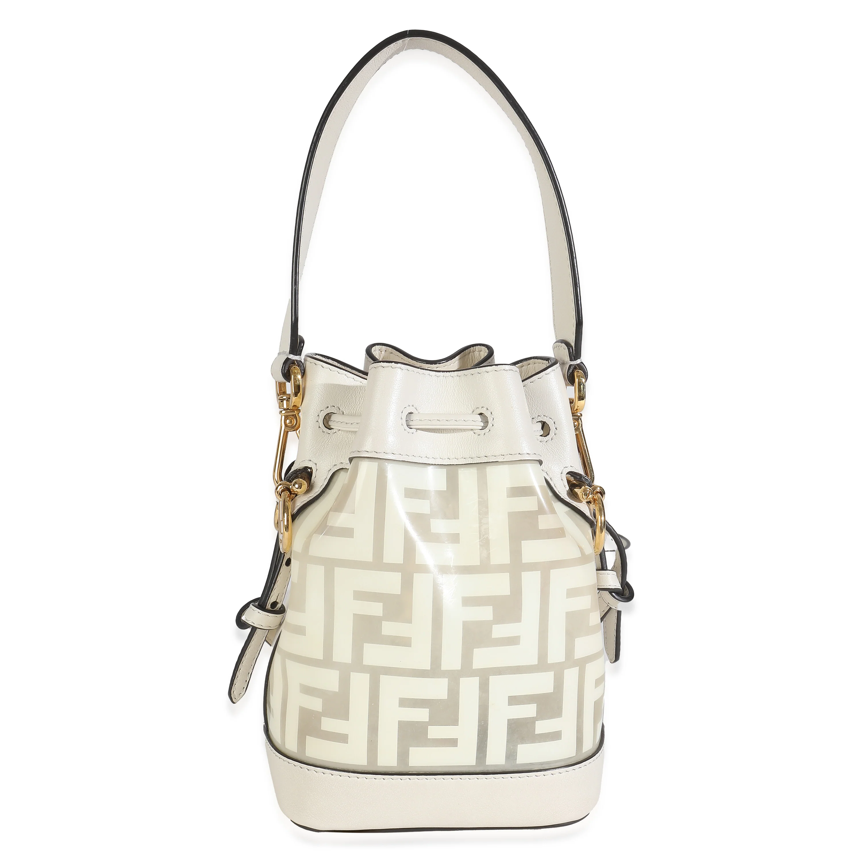 White TPU FF Vitello Grace F is Fendi Mini Mon Tresor Bucket Bag - Image 6