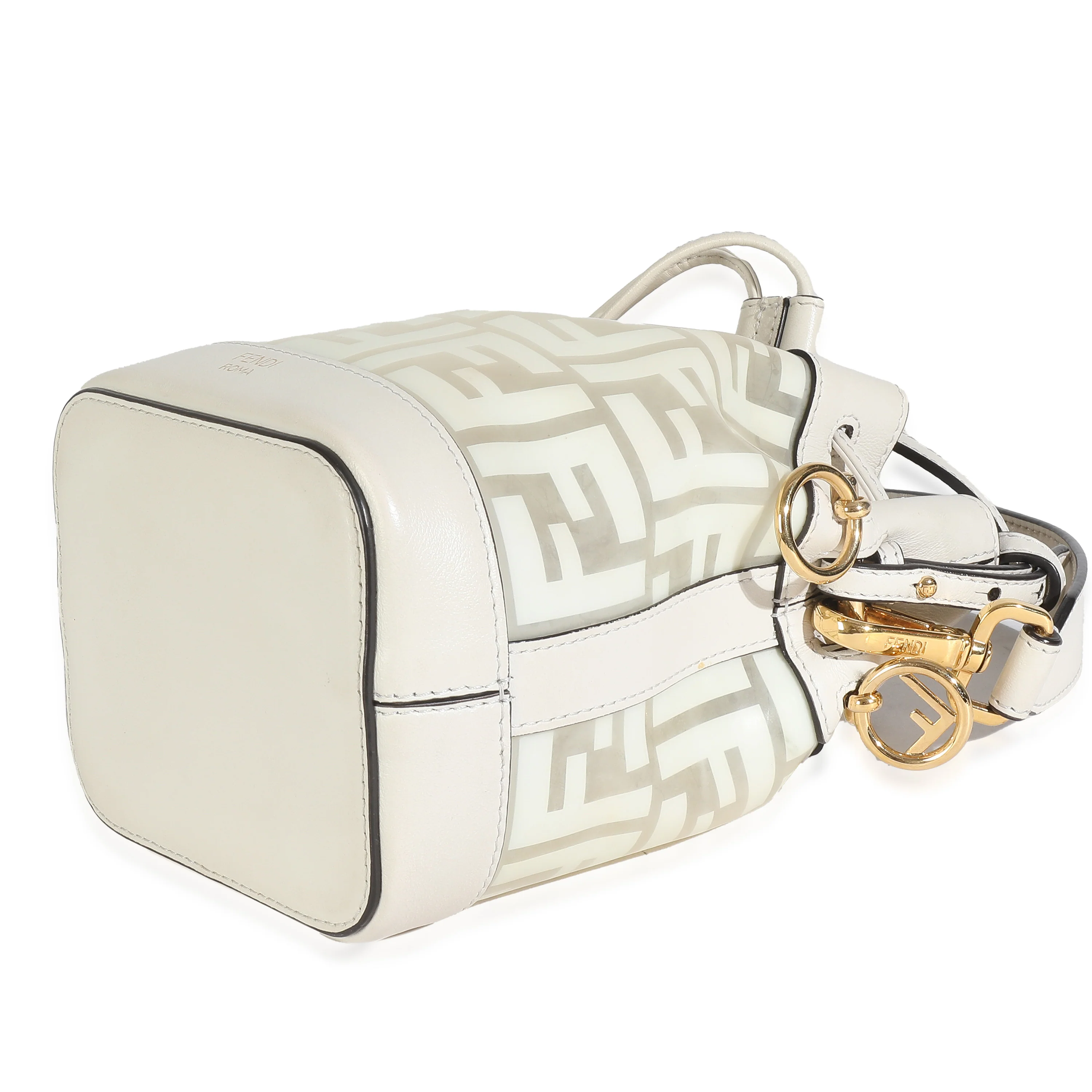 White TPU FF Vitello Grace F is Fendi Mini Mon Tresor Bucket Bag - Image 7