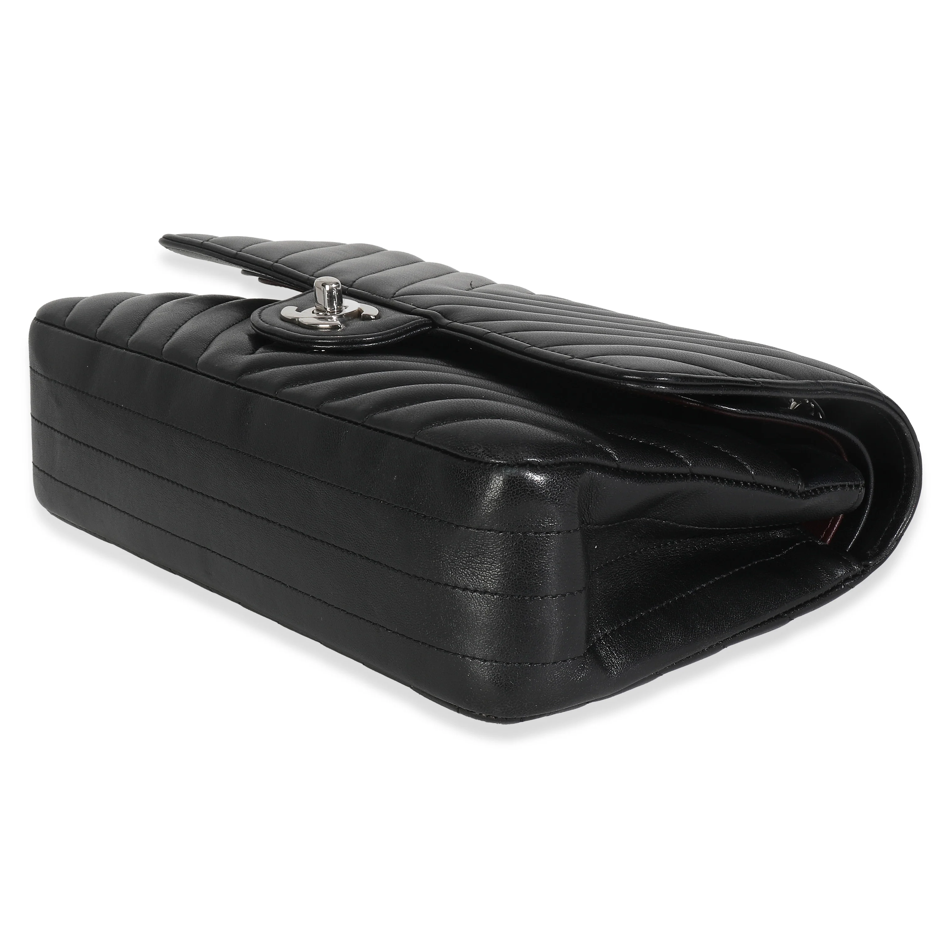 Black Lambskin Chevron Medium Classic Double Flap Bag - Image 6