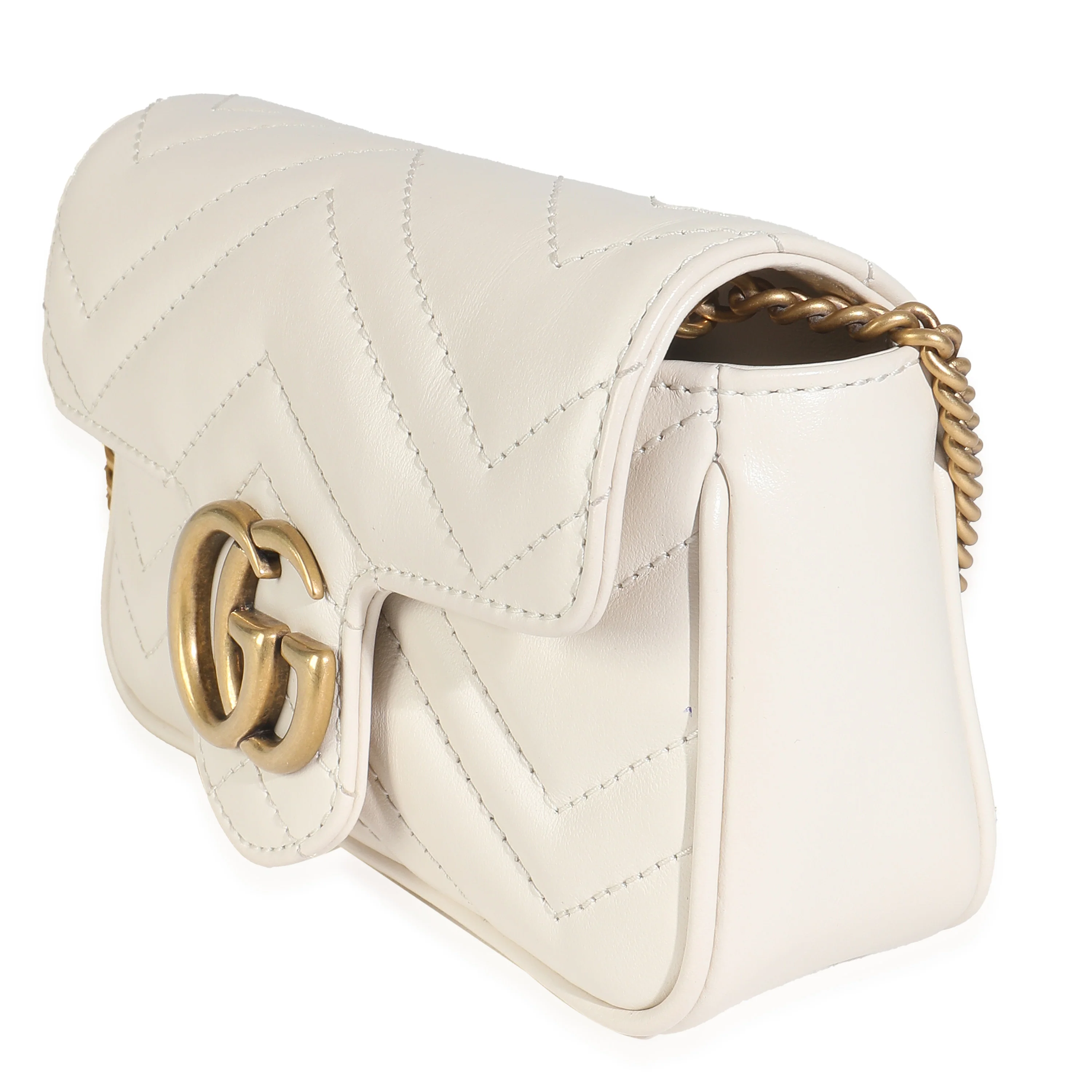 White Matelasse Calfskin Super Mini GG Marmont Bag - Image 2