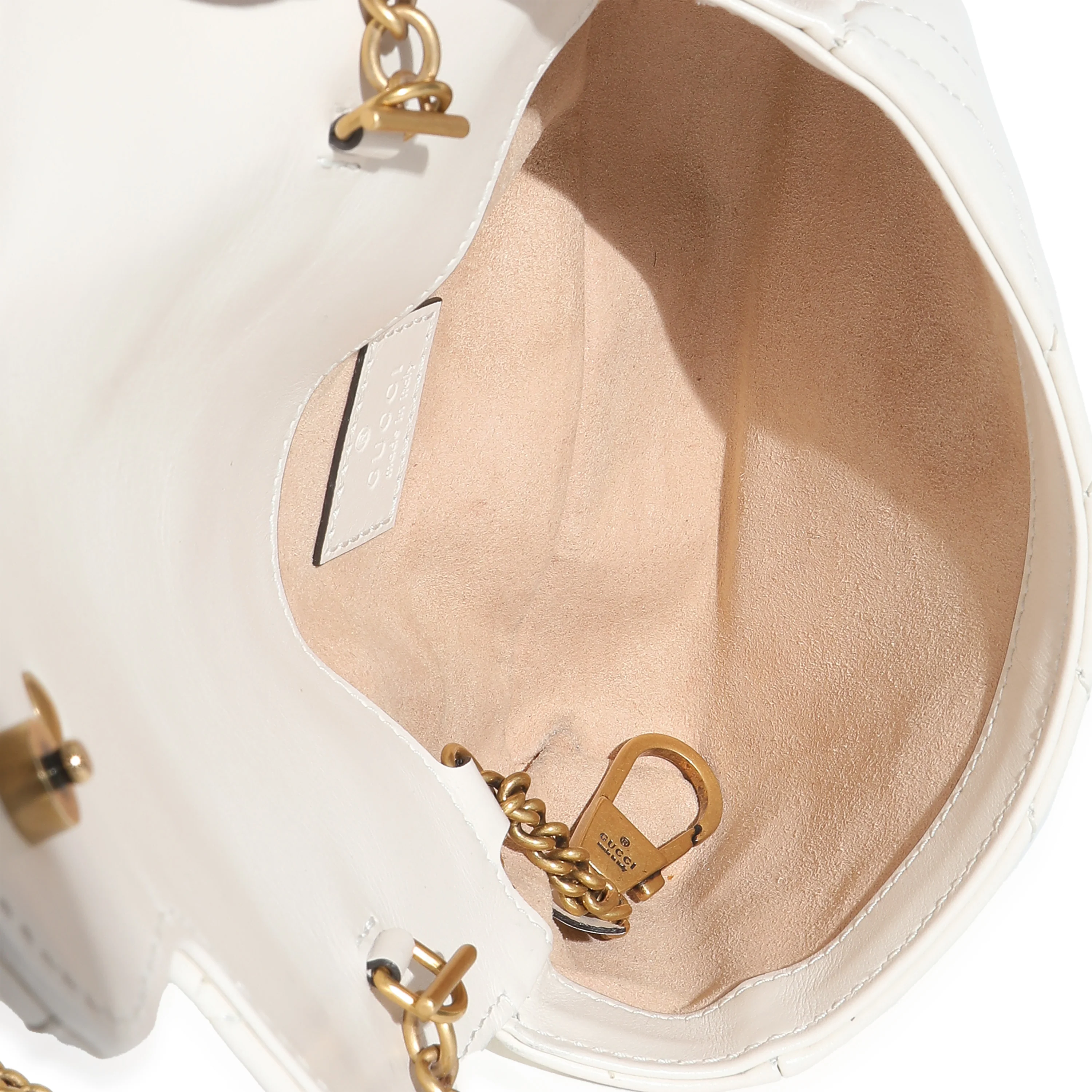 White Matelasse Calfskin Super Mini GG Marmont Bag - Image 9