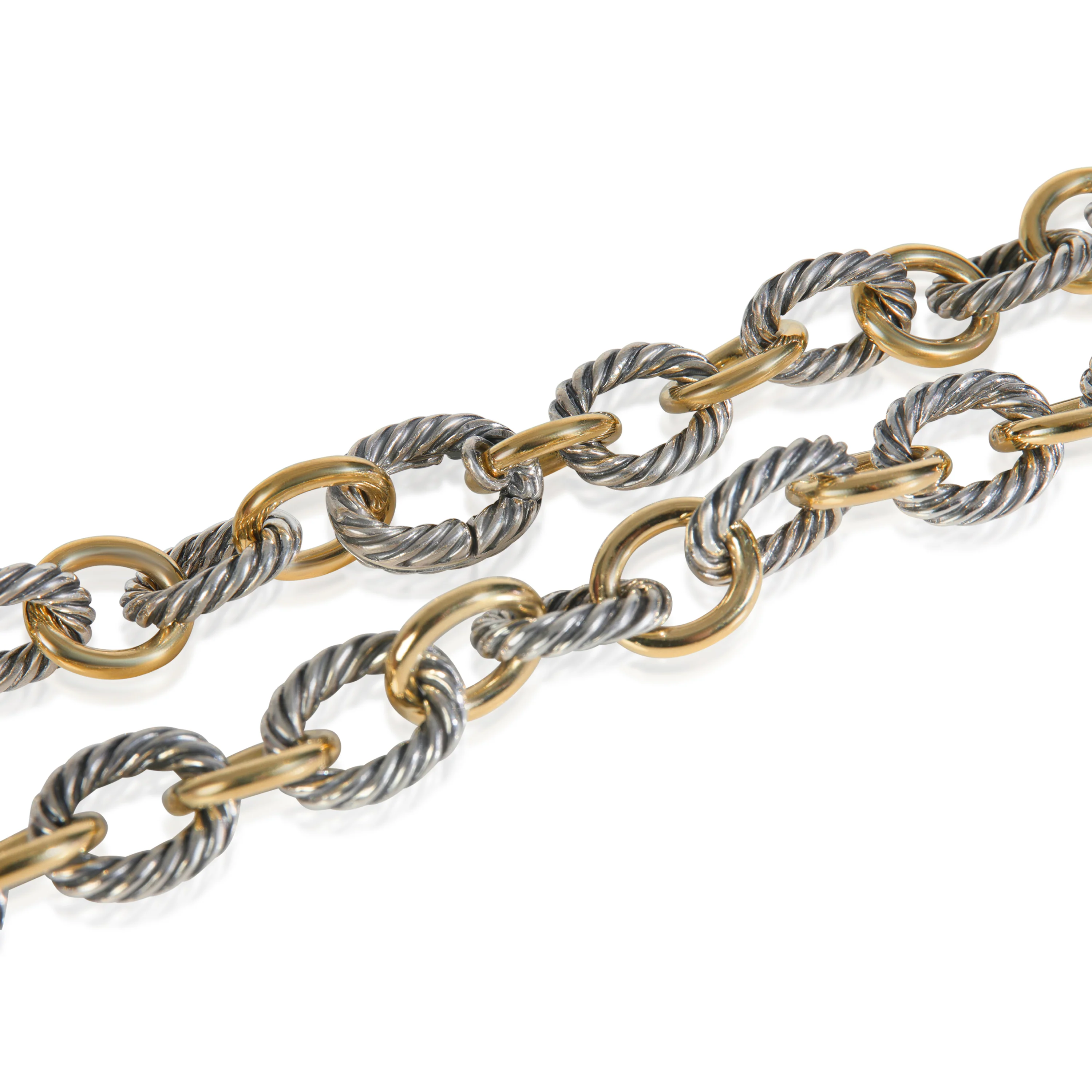 Yellow Gold & Sterling Silver Oval Link Necklace - Image 2