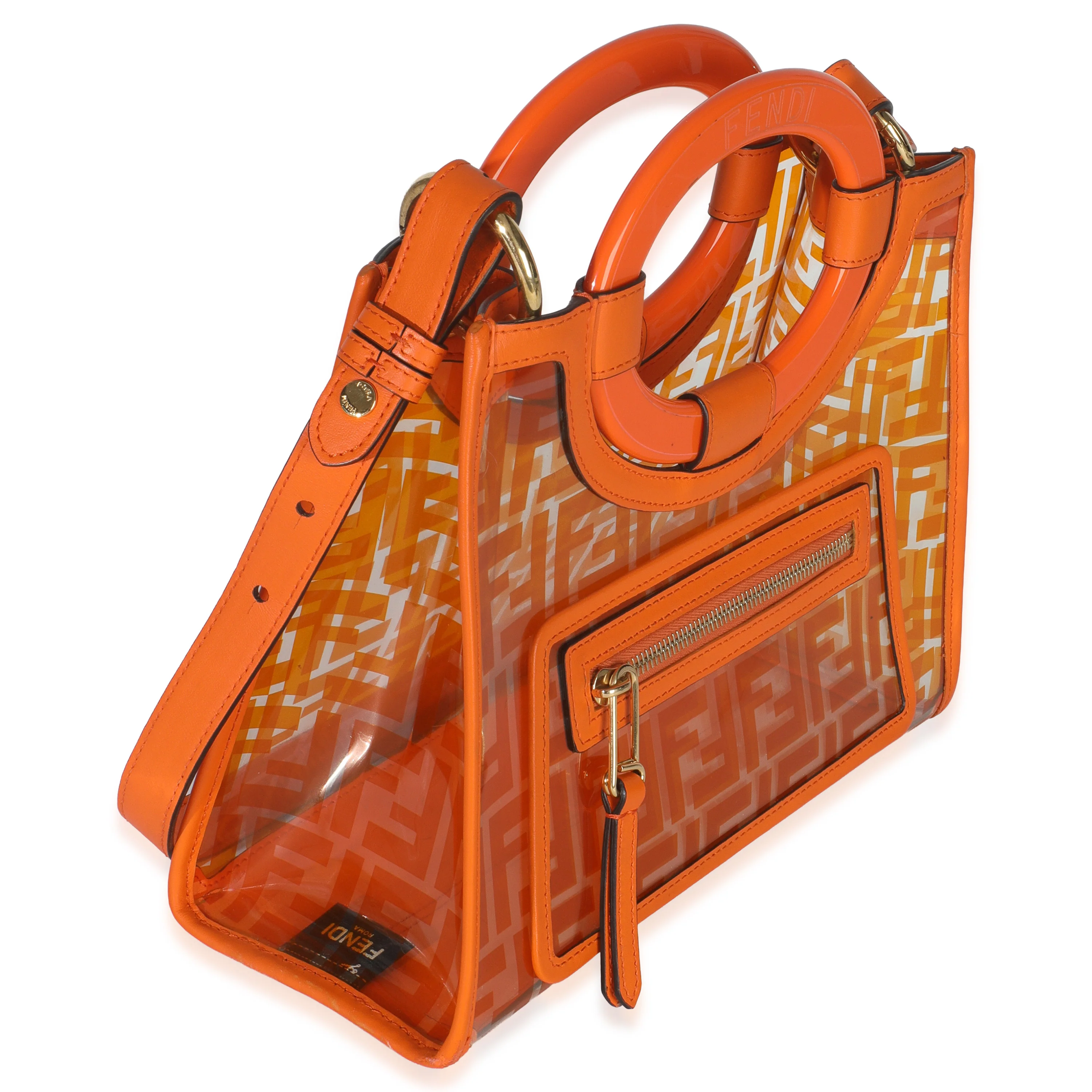 Orange TPU FF Vitello Century Plexiglass Small Runaway Shopper Tote - Image 3