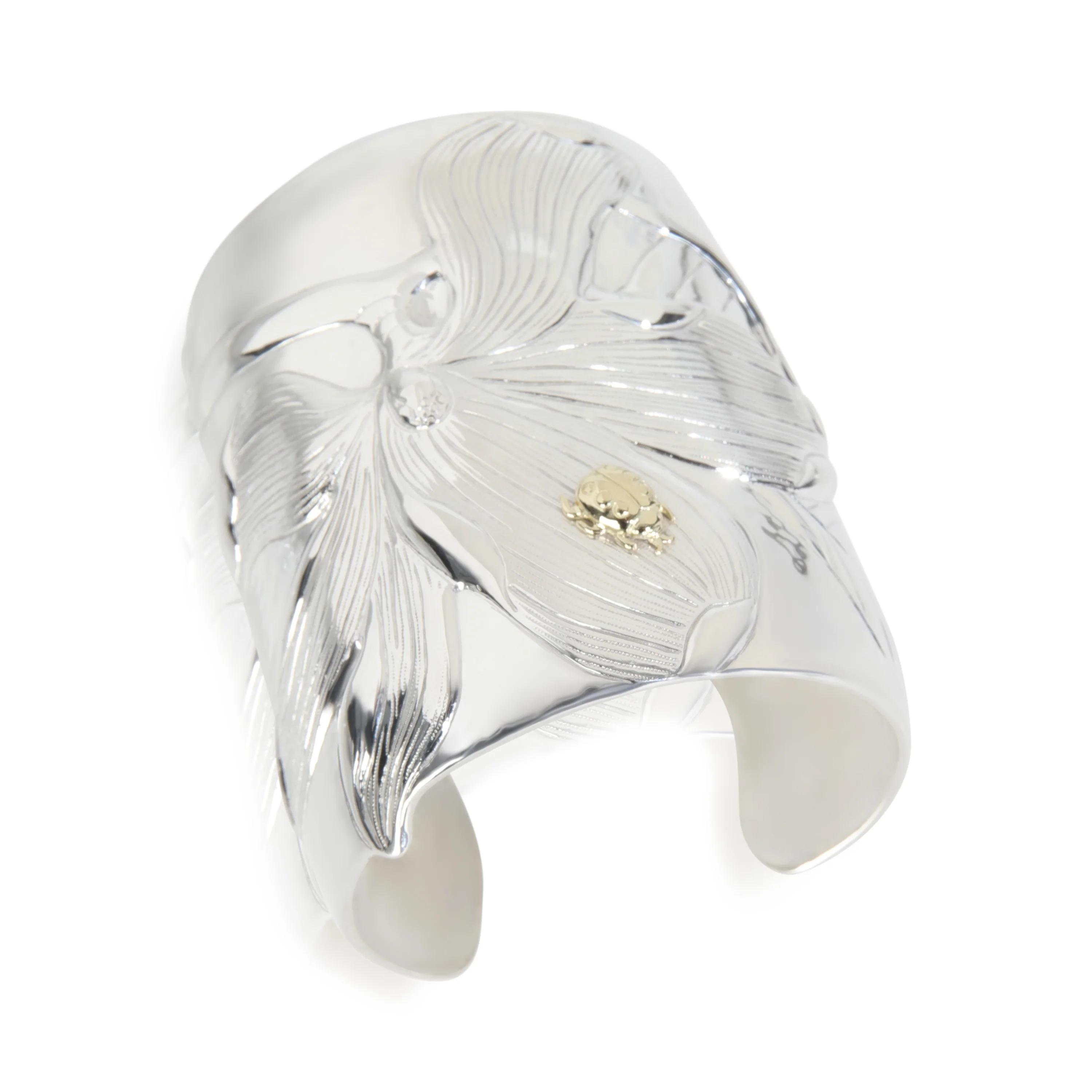 Yellow Gold & Sterling Silver  Magnolia Ladybug Cuff Bracelet - Image 5