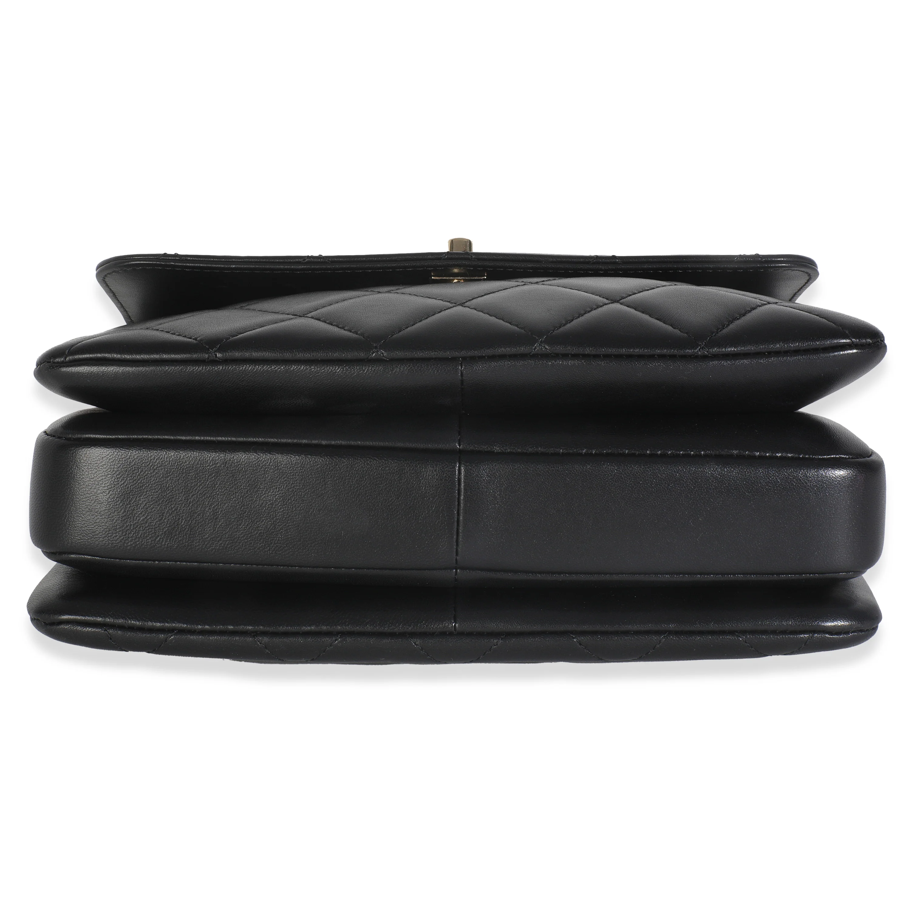 Black Quilted Lambskin Small Trendy CC Flap Dual Handle Bag - Image 5