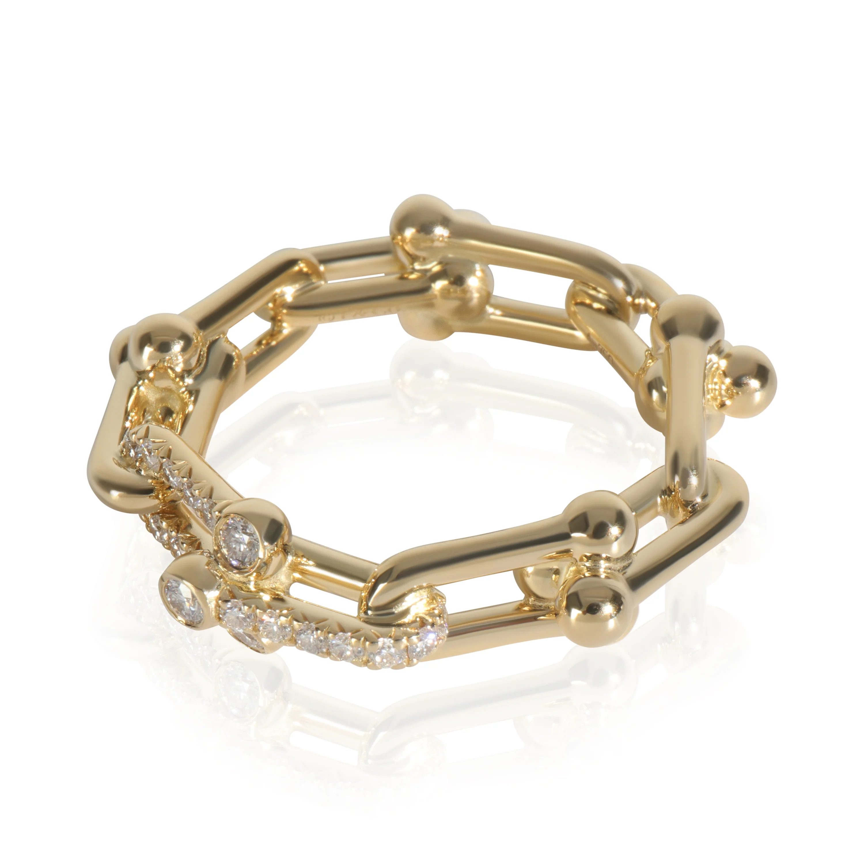 Yellow Gold Diamond HardWear Small Link Ring - Image 2