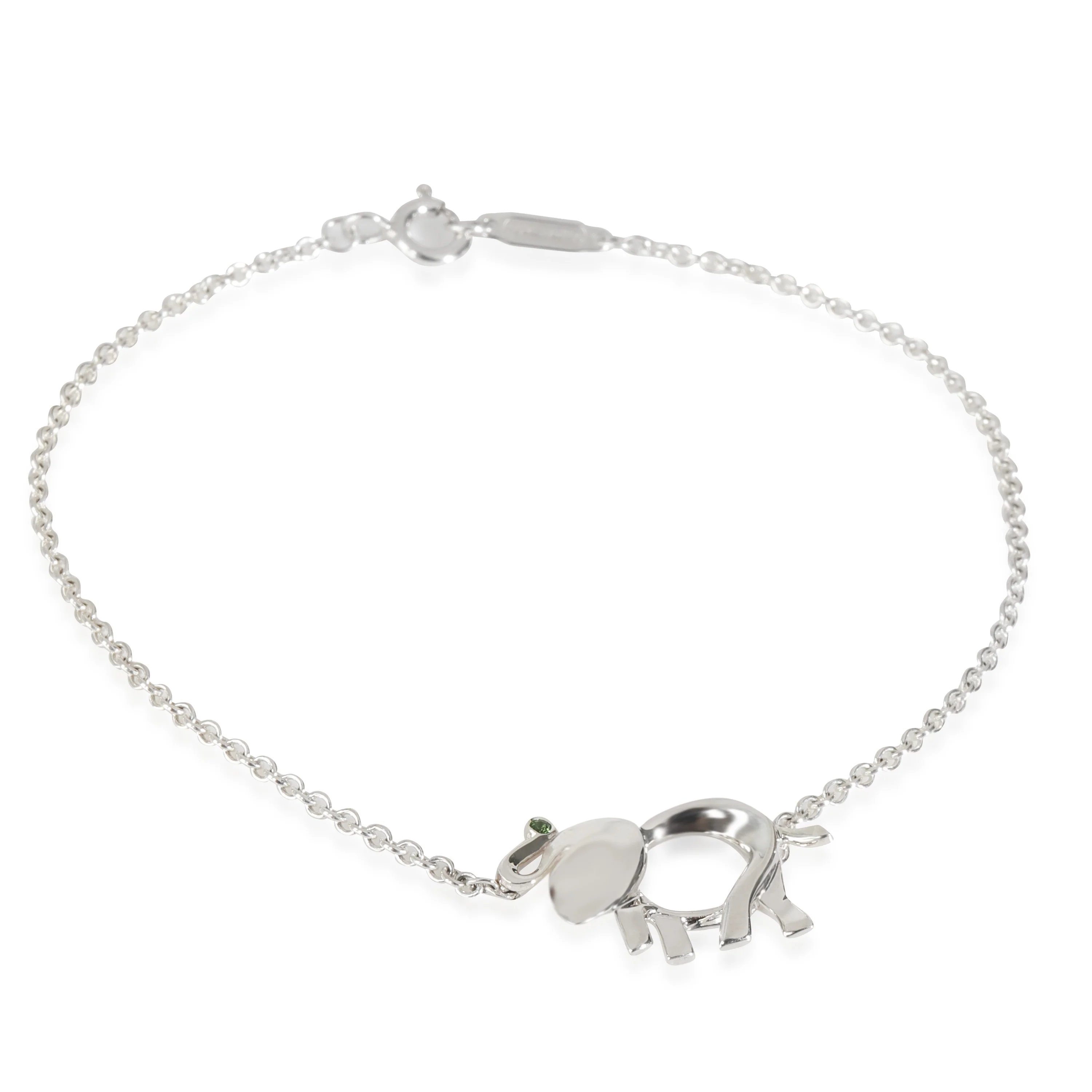 Sterling Silver Tsavorite Save The Wild Elephant Bracelet