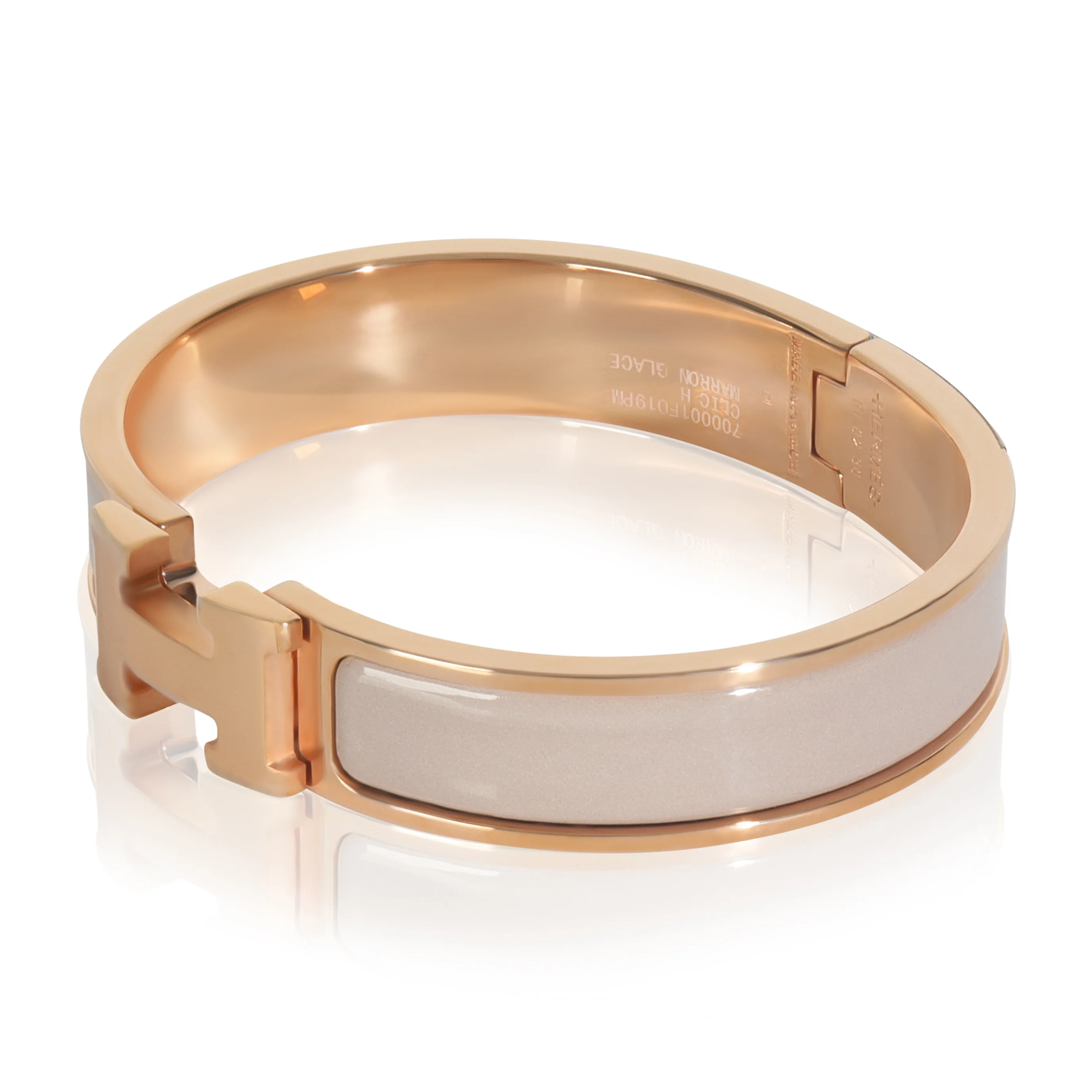 Gold-Plated Clic H In Marron Glacé Bracelet - Image 2