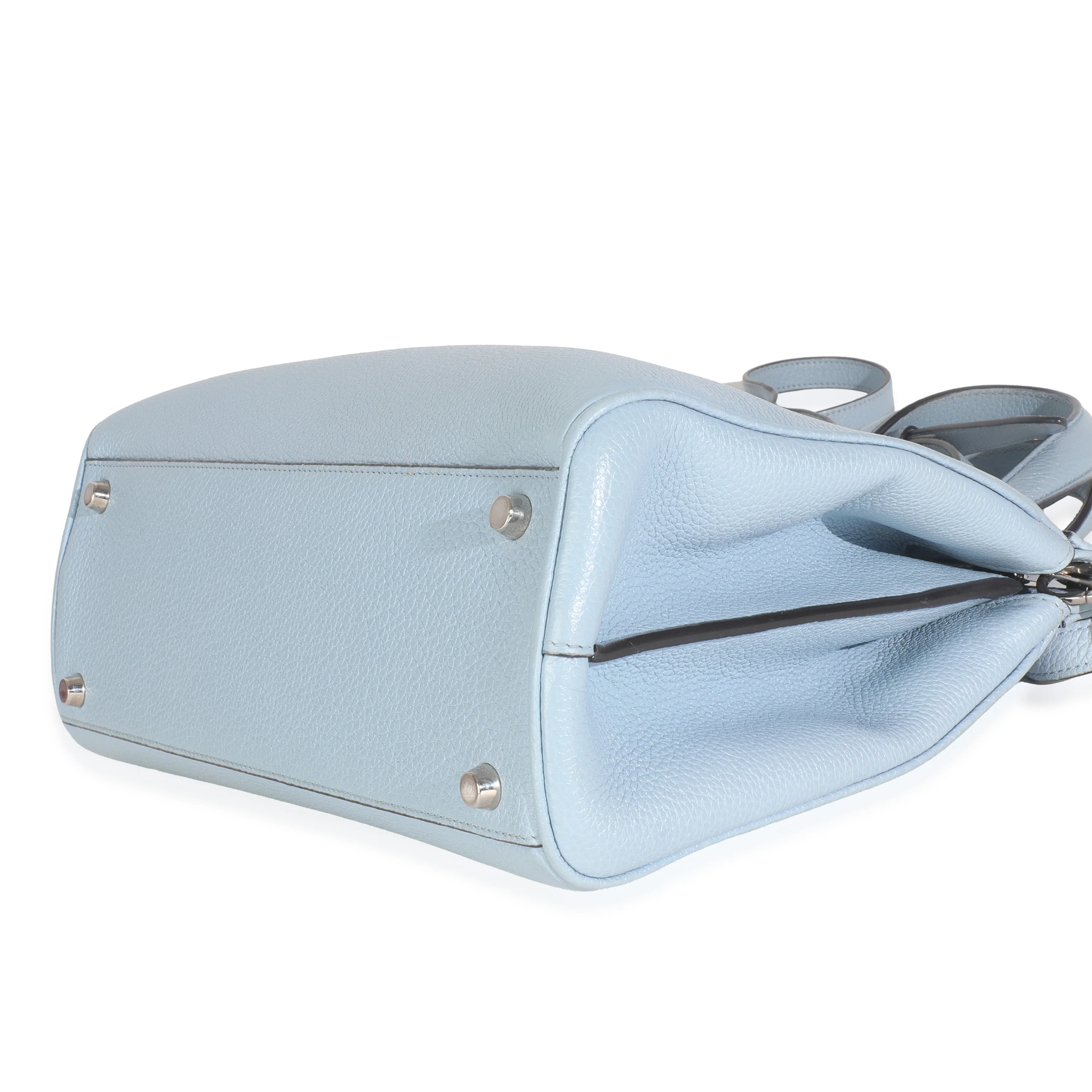 Blue Grainy Calfskin Small Zumi Top Handle Tote - Image 6