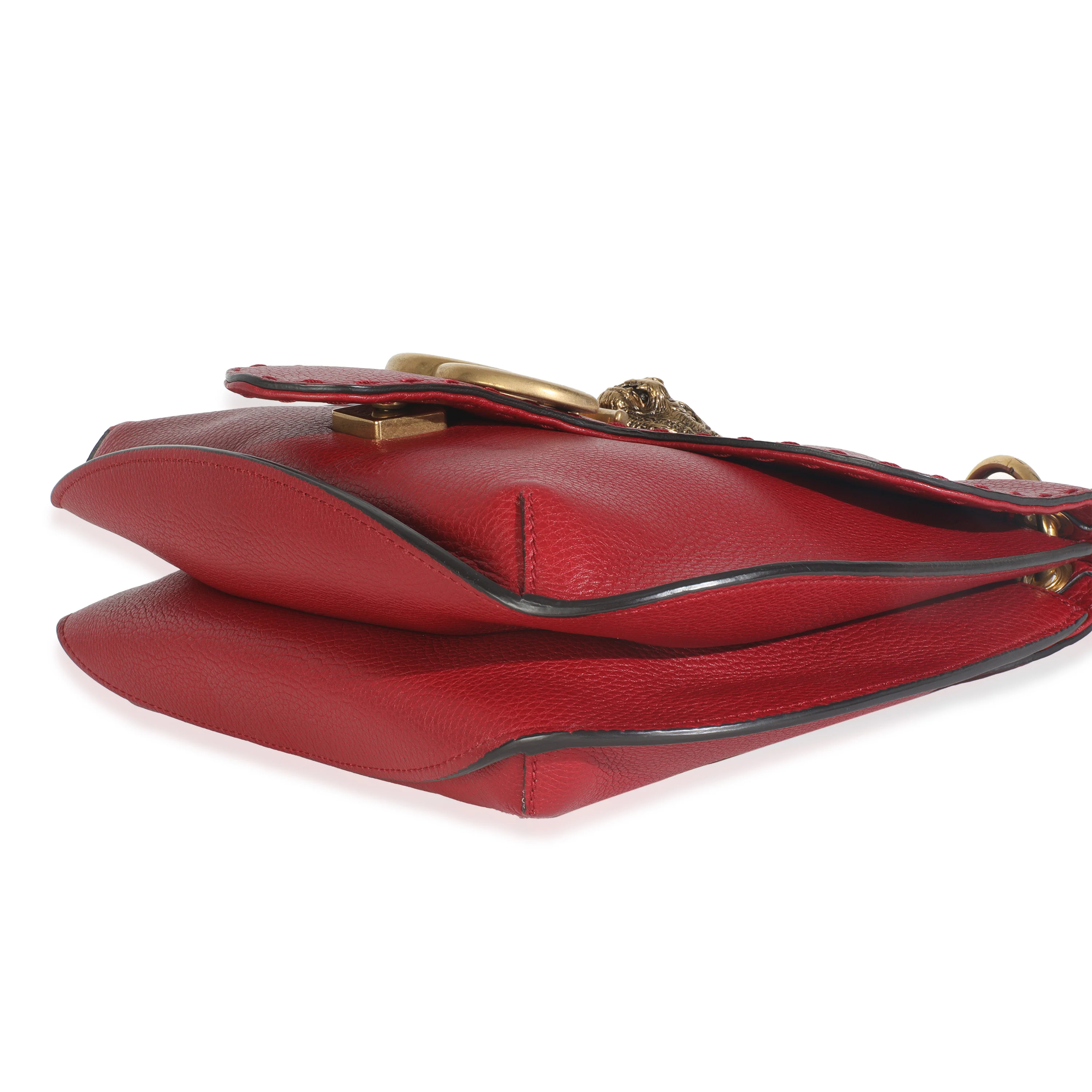 Red Pebbled Calfskin Marmont Animalier Shoulder Bag - Image 7