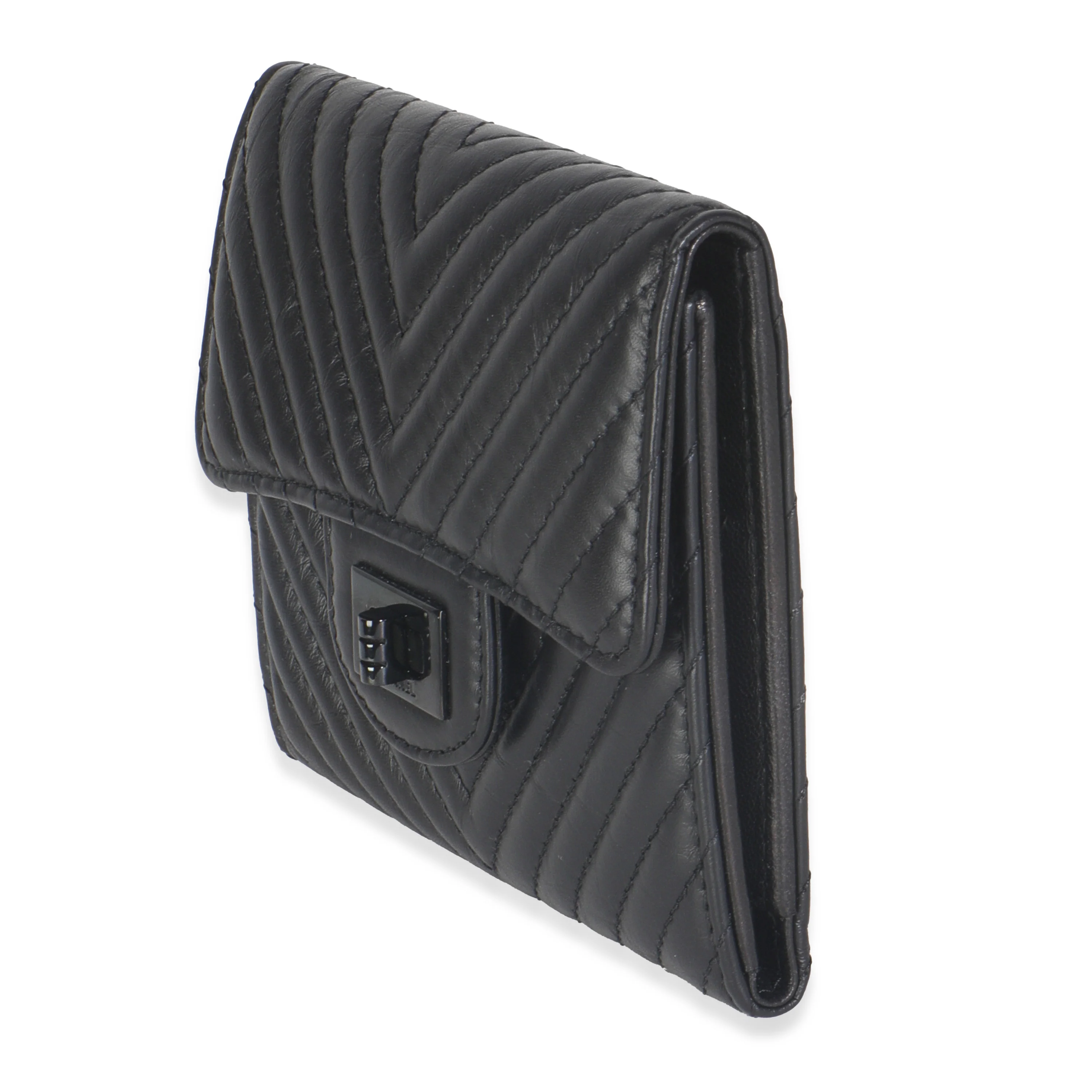 Aged Calfskin Chevron So Black Reissue Compact Wallet - Image 2