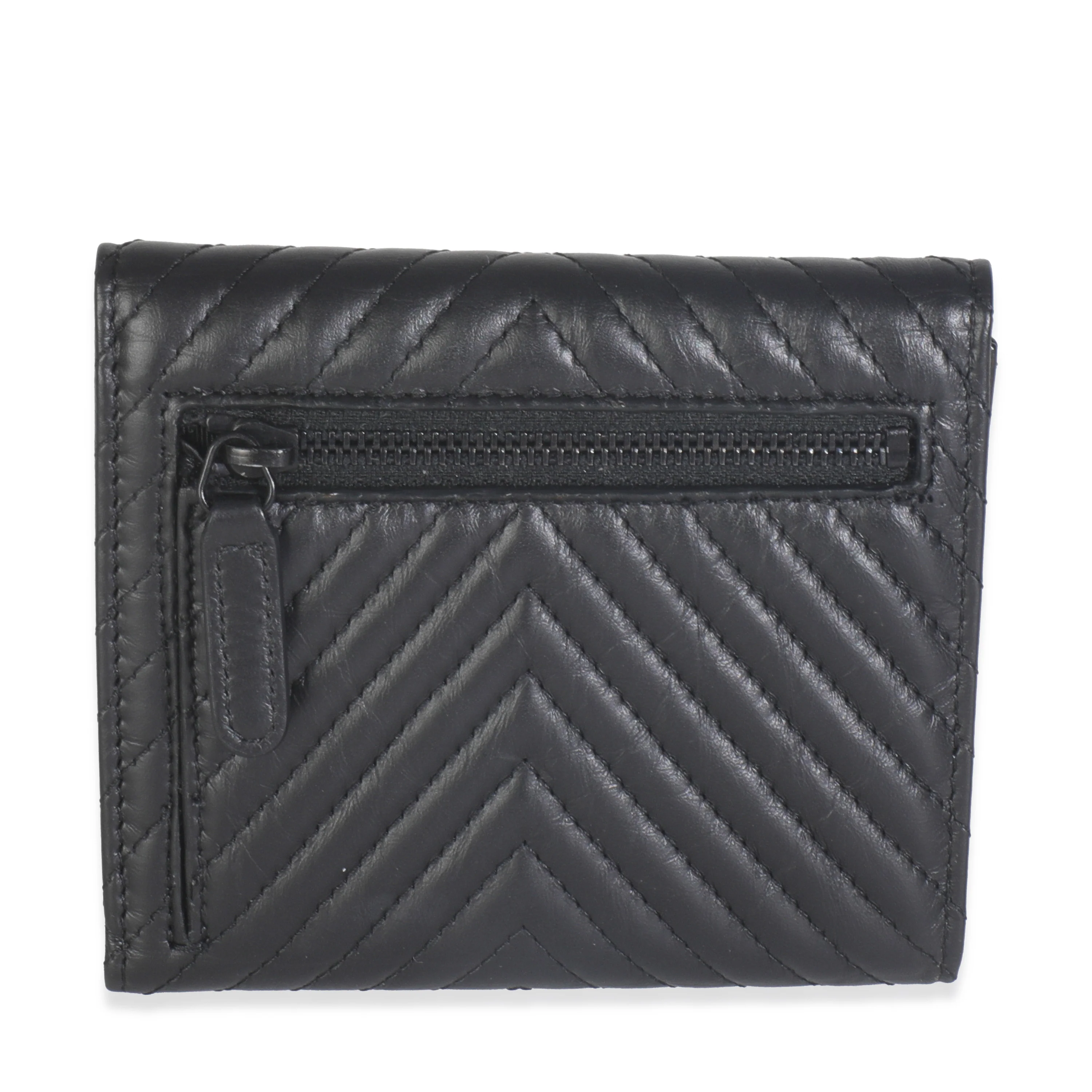 Aged Calfskin Chevron So Black Reissue Compact Wallet - Image 4