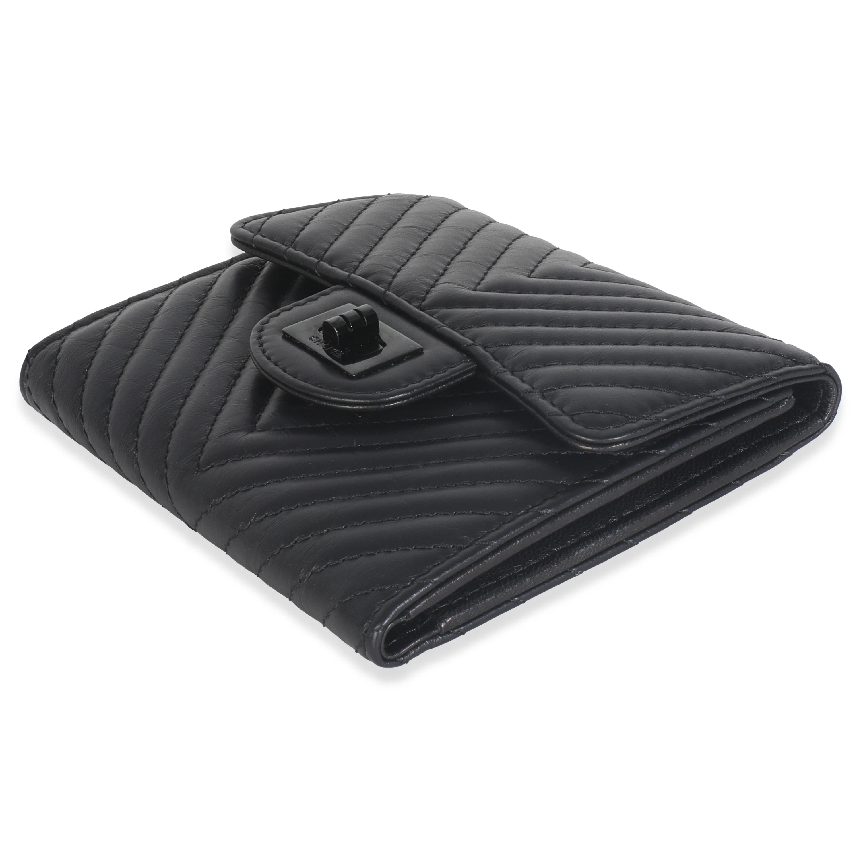 Aged Calfskin Chevron So Black Reissue Compact Wallet - Image 7