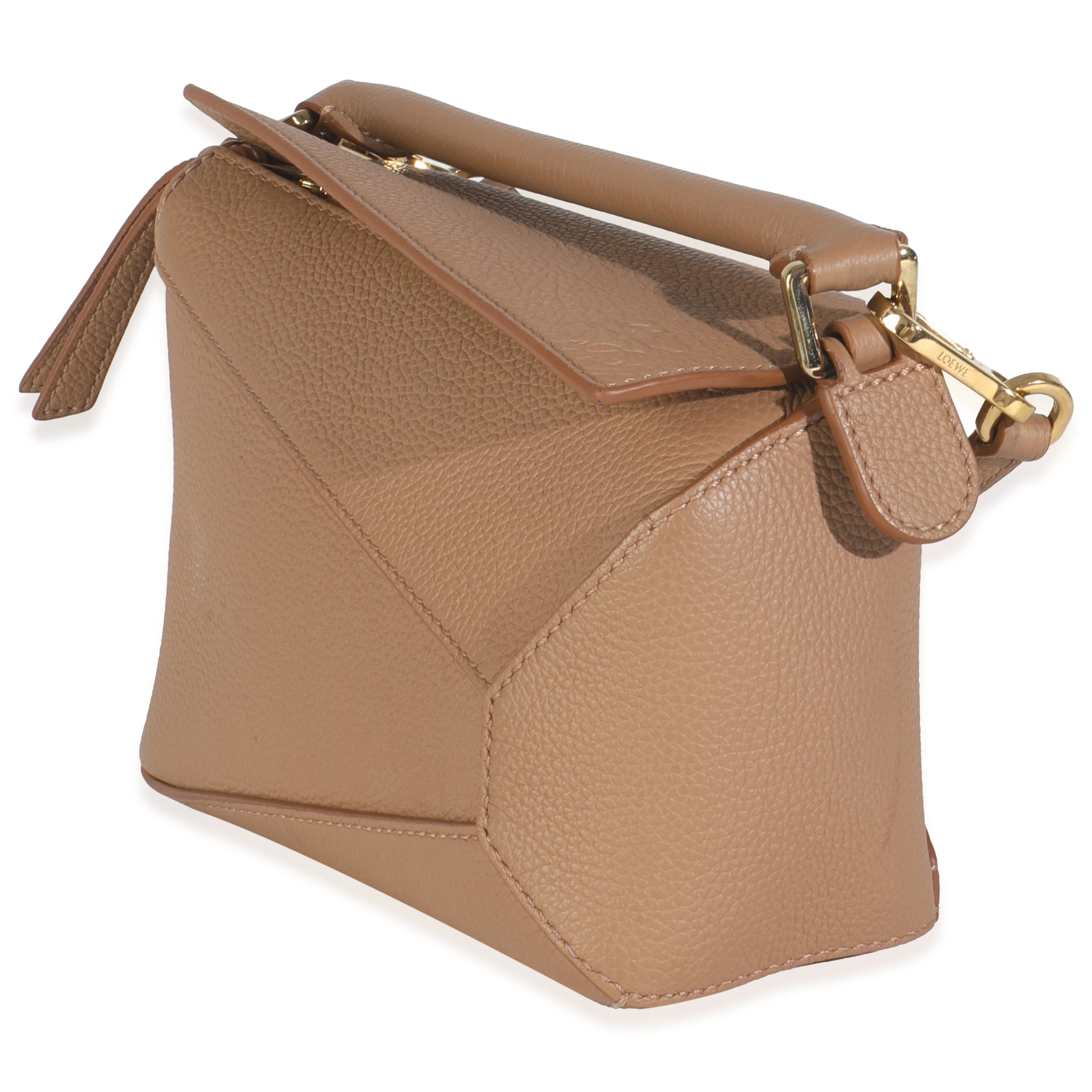 Tan Grained Calfskin Mini Puzzle Edge Bag - Image 2