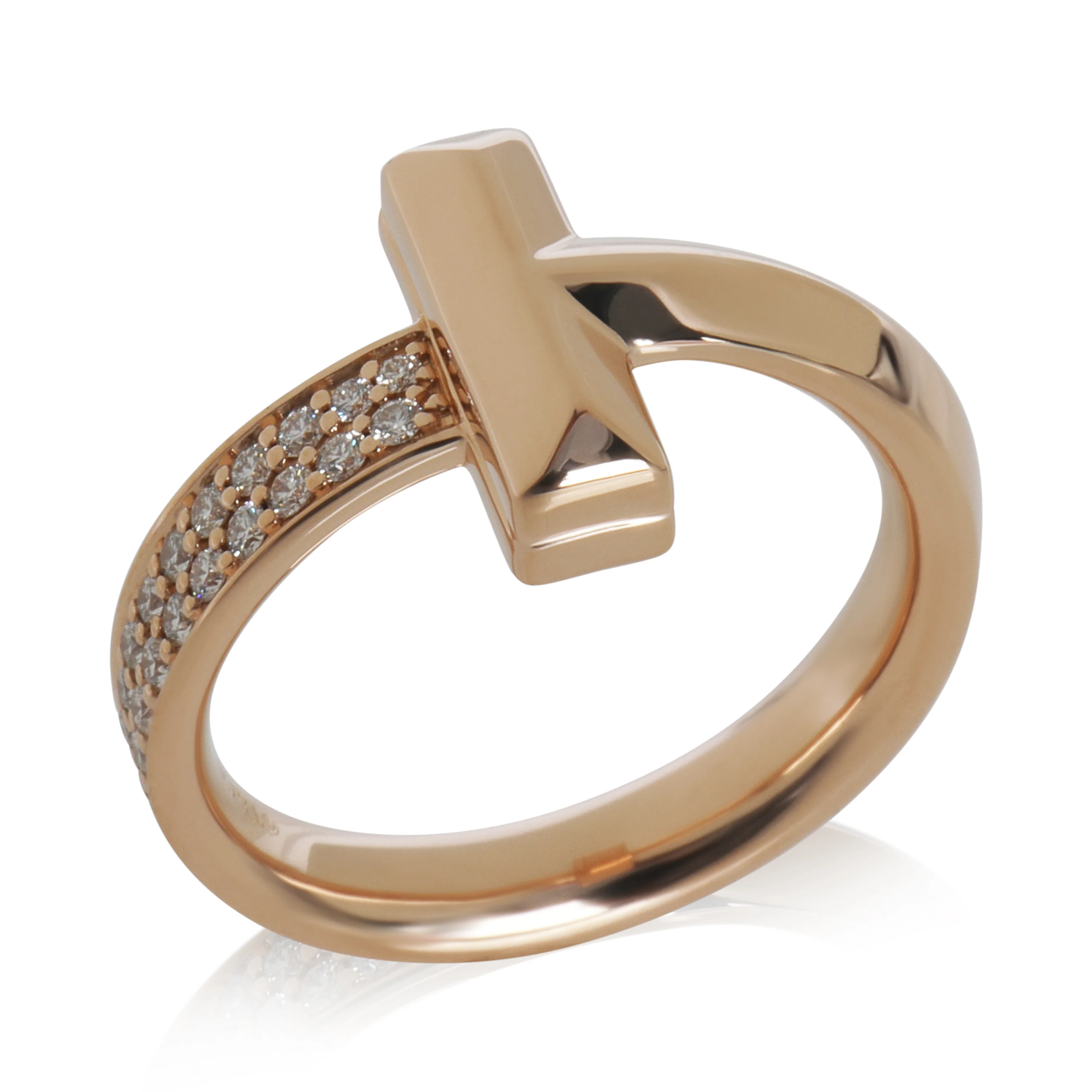 Rose Gold Diamond Tiffany T T1 Ring - Image 4