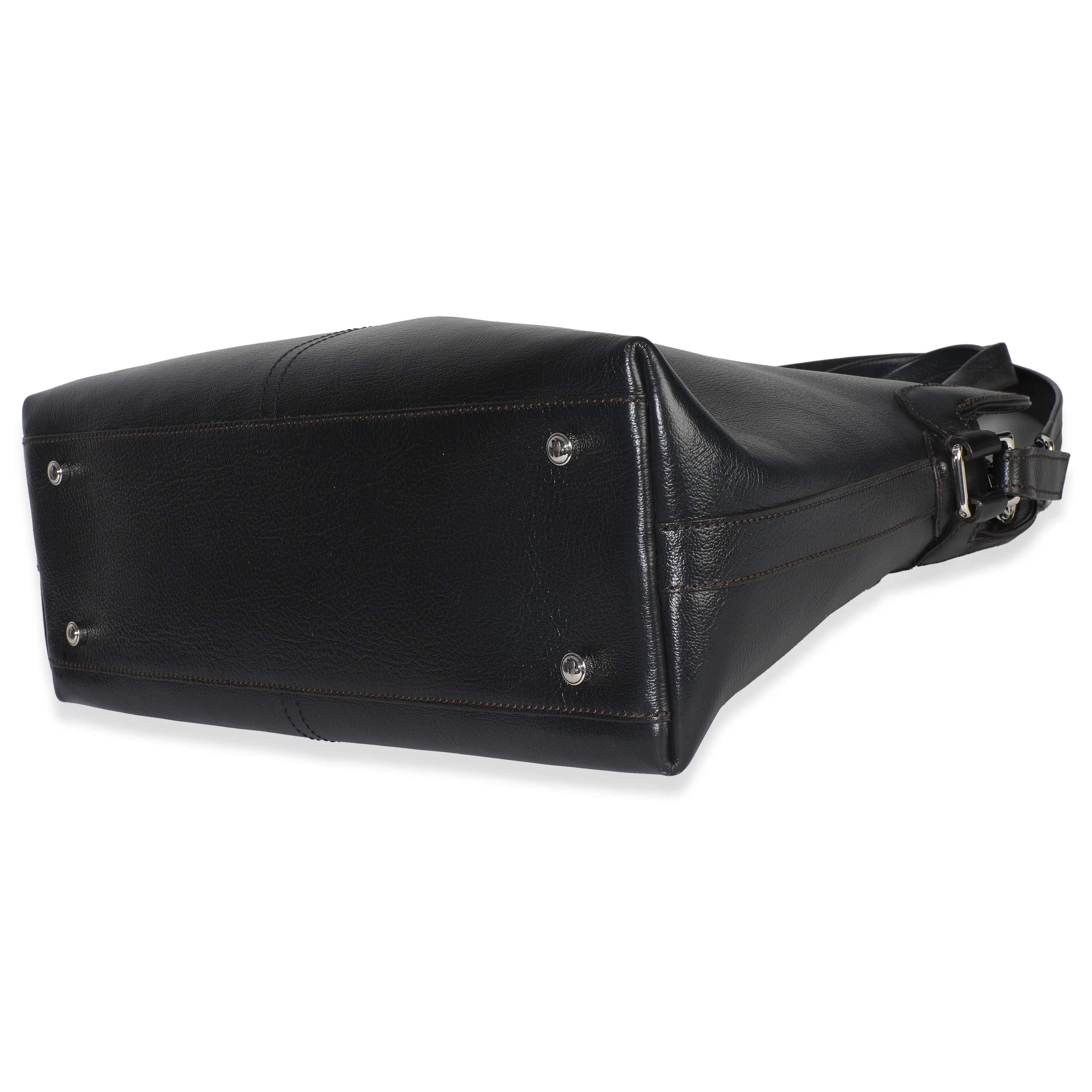 Black Buffalo Leather Marcello De Cartier Shopping Bag - Image 7