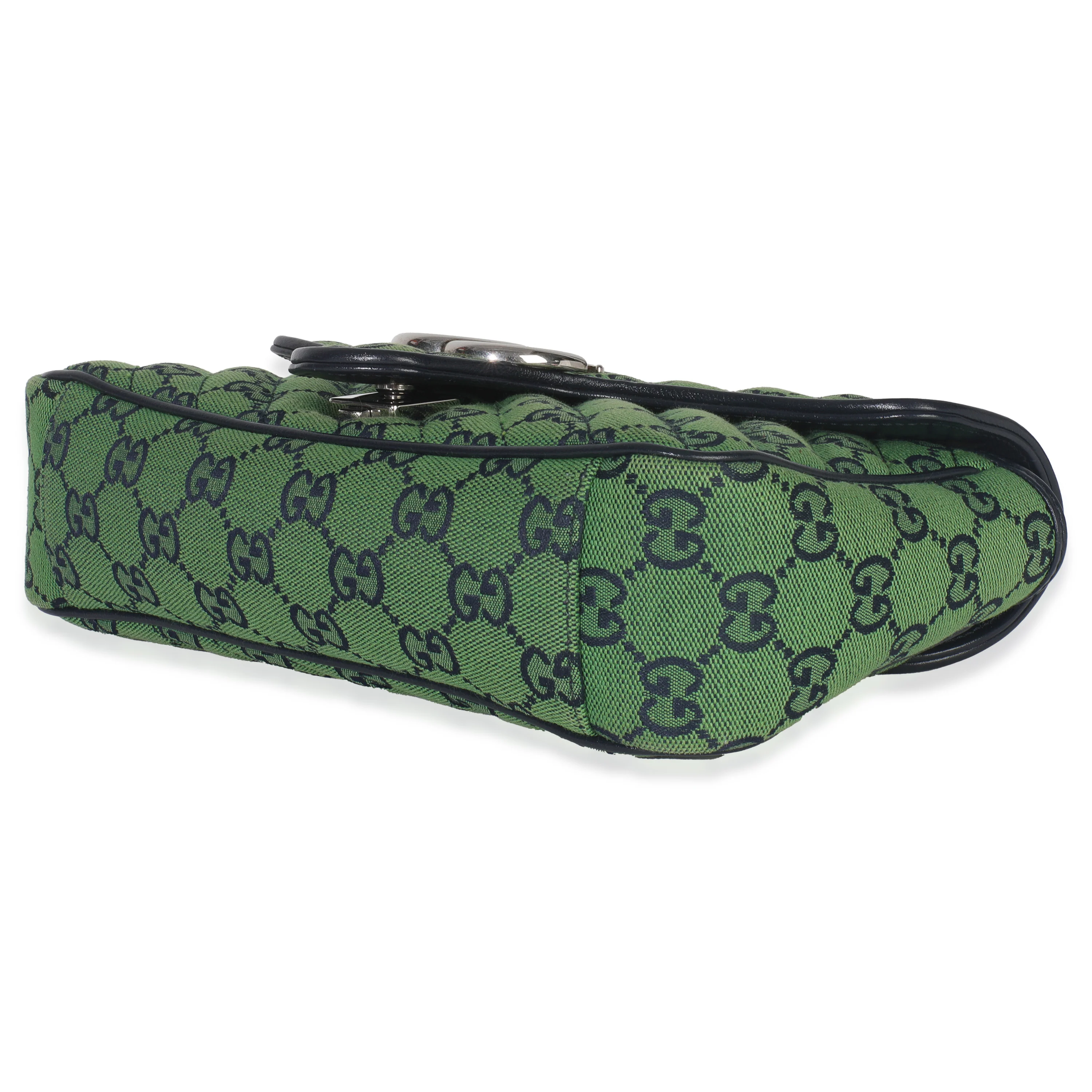 Green Navy GG Canvas Diagonal Small GG Marmont Bag - Image 7