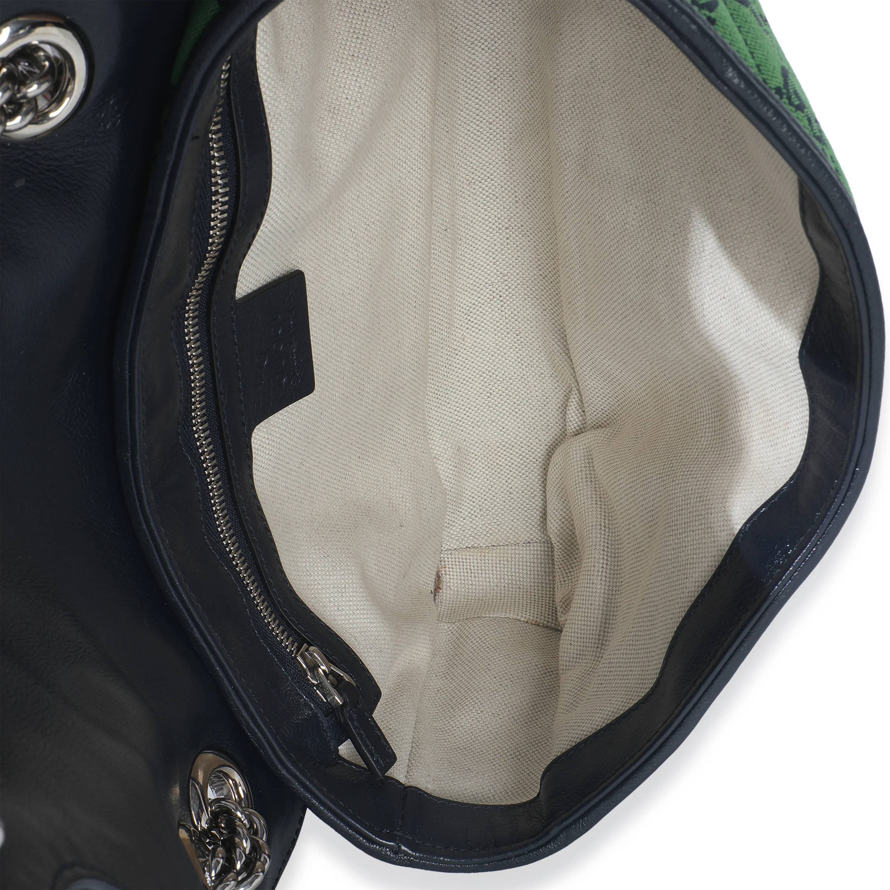 Green Navy GG Canvas Diagonal Small GG Marmont Bag - Image 9