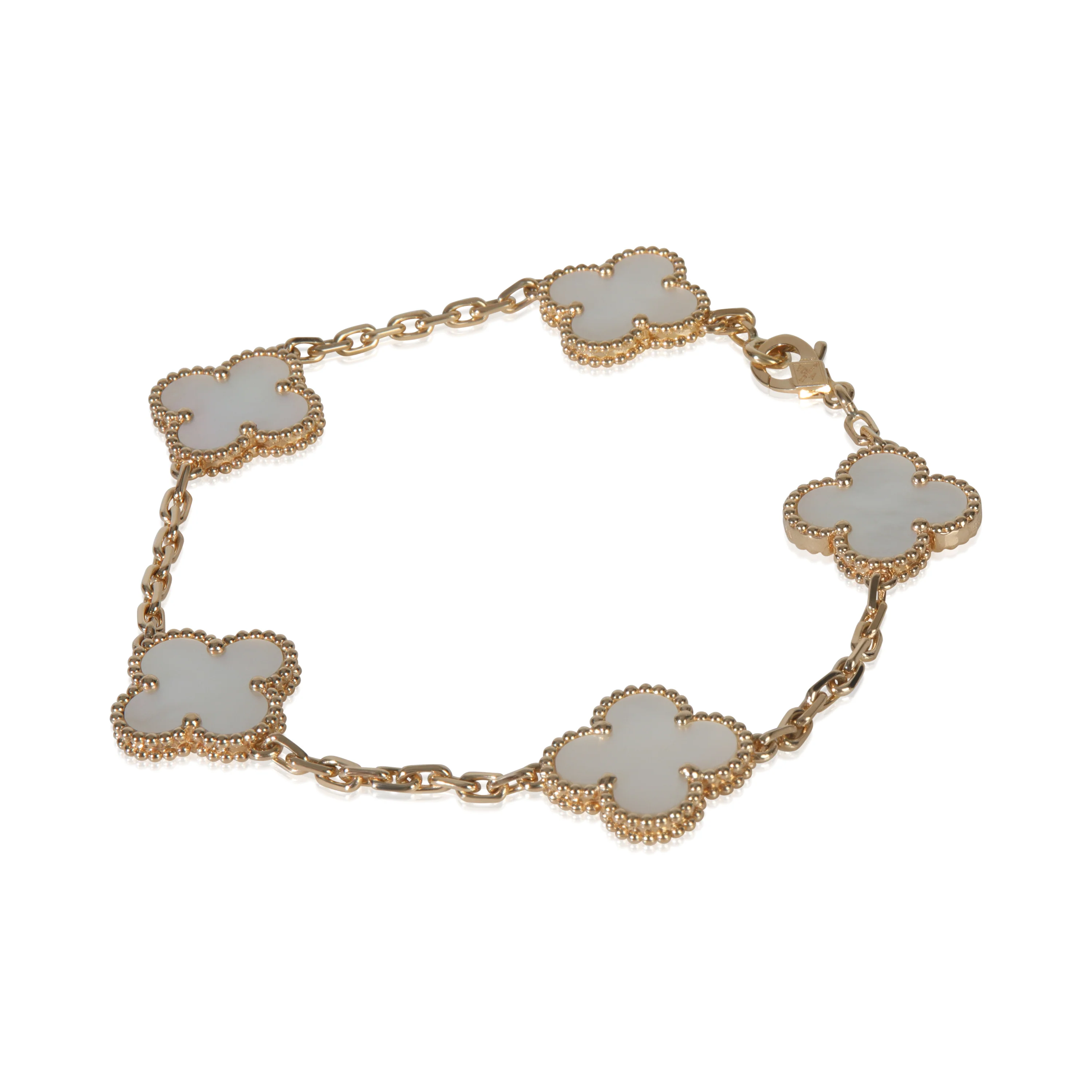 Yellow Gold Mother Of Pearl Vintage Alhambra Bracelet - Image 2
