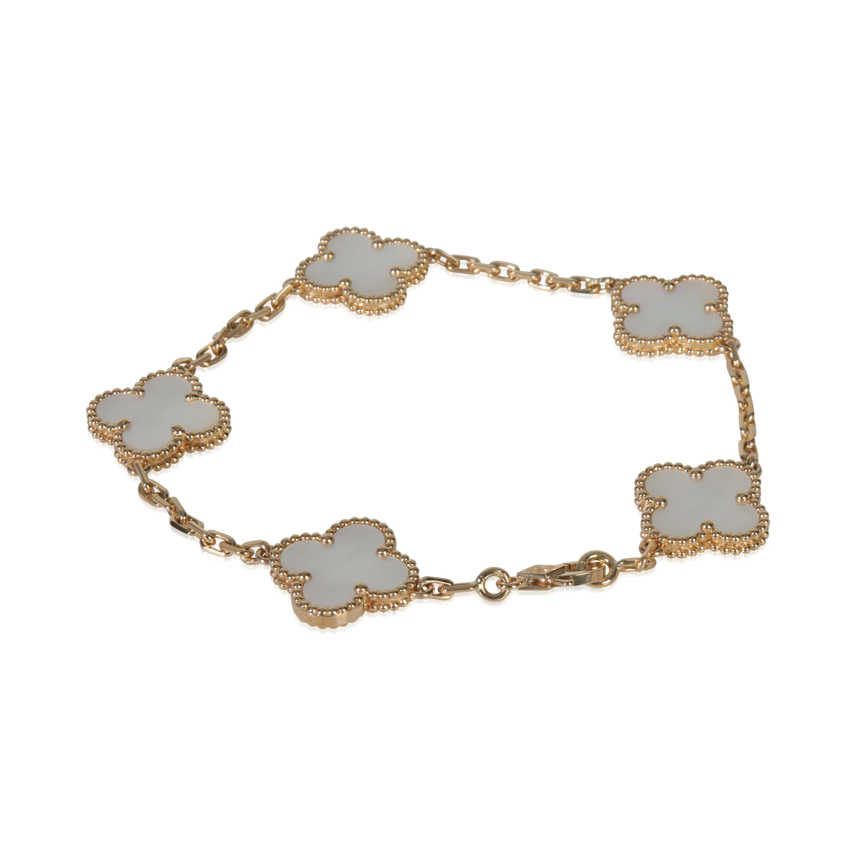 Yellow Gold Mother Of Pearl Vintage Alhambra Bracelet - Image 3