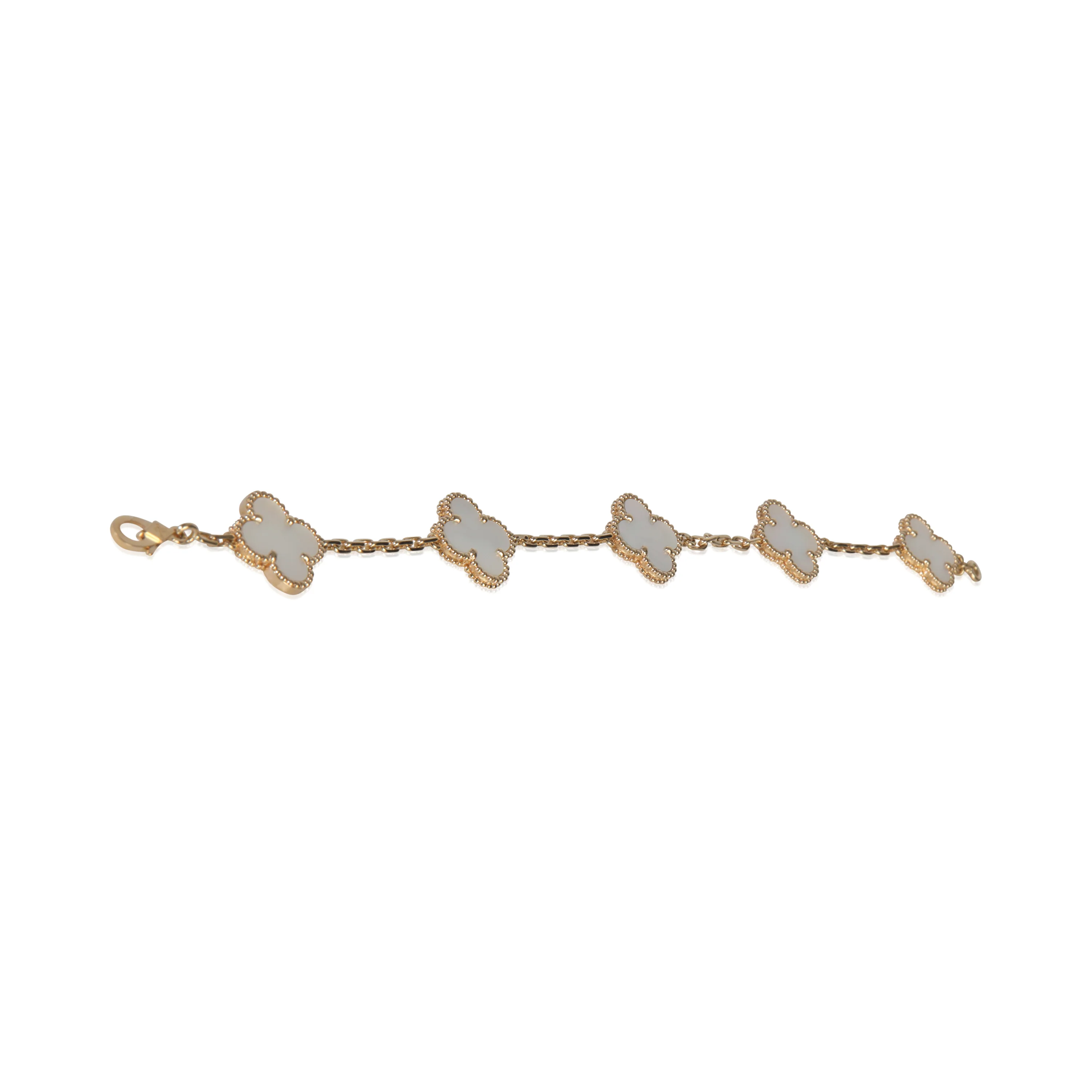 Yellow Gold Mother Of Pearl Vintage Alhambra Bracelet - Image 4