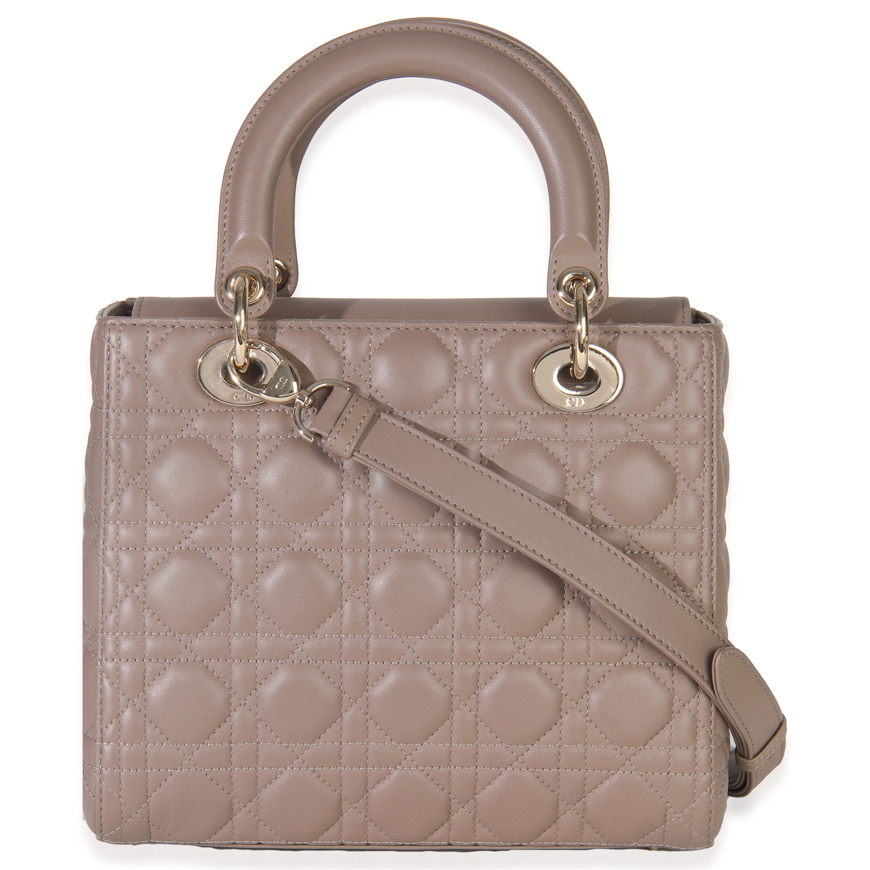 Taupe Lambskin Cannage Medium Lady Dior - Image 4