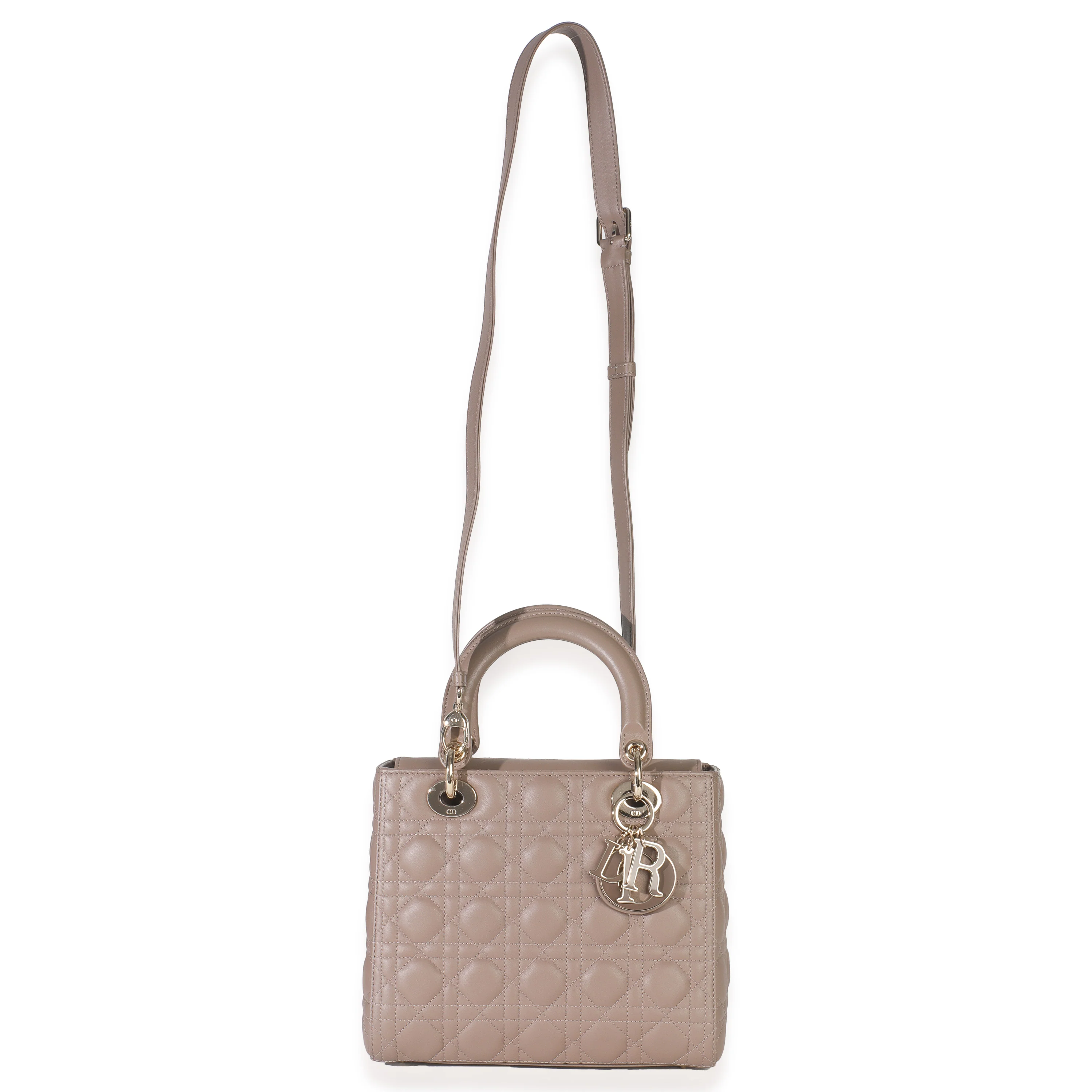 Taupe Lambskin Cannage Medium Lady Dior - Image 9