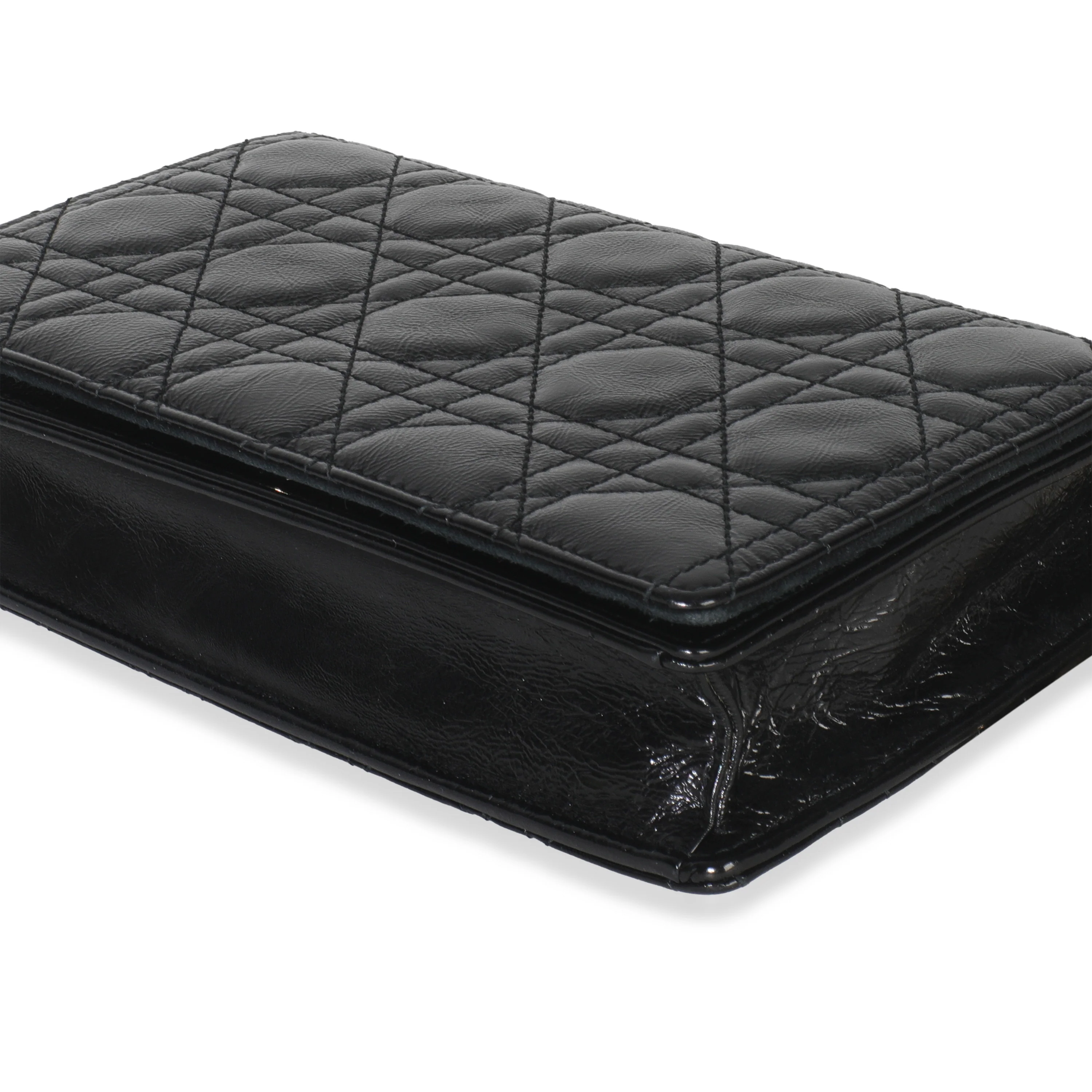 Black Distressed Calfskin Cannage Lady Dior Pouch - Image 7