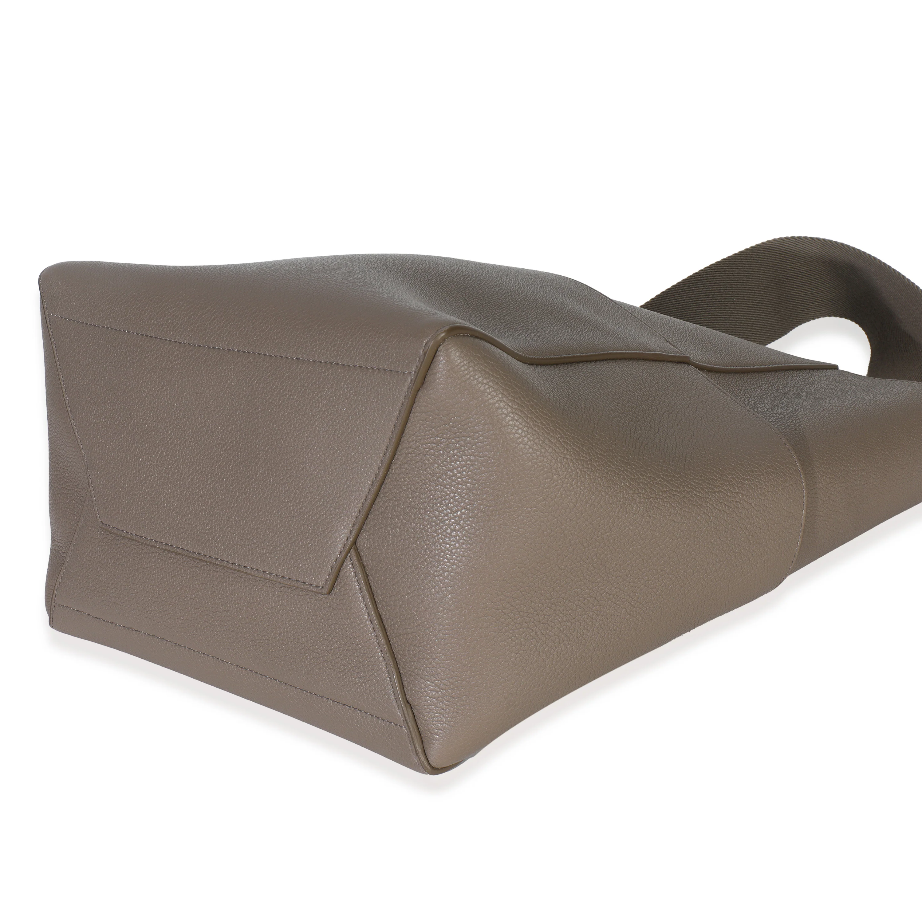 Taupe Soft Grained Calfskin Medium Sangle Bucket Bag - Image 7