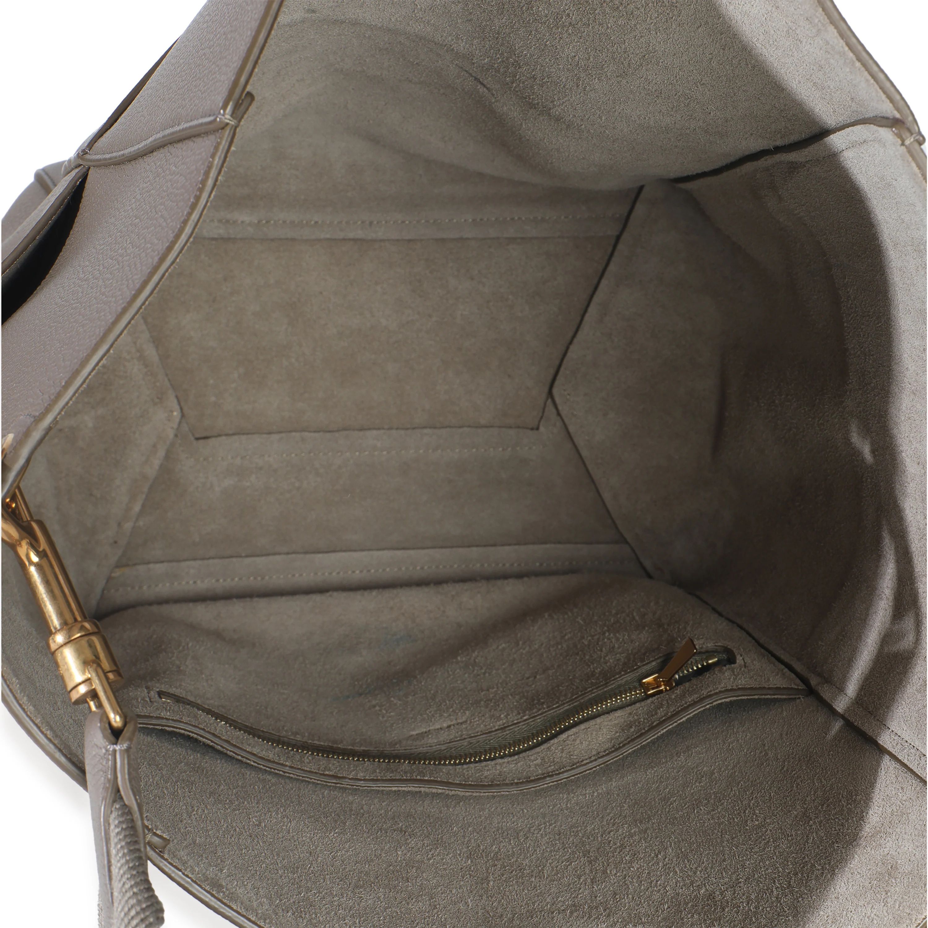 Taupe Soft Grained Calfskin Medium Sangle Bucket Bag - Image 8