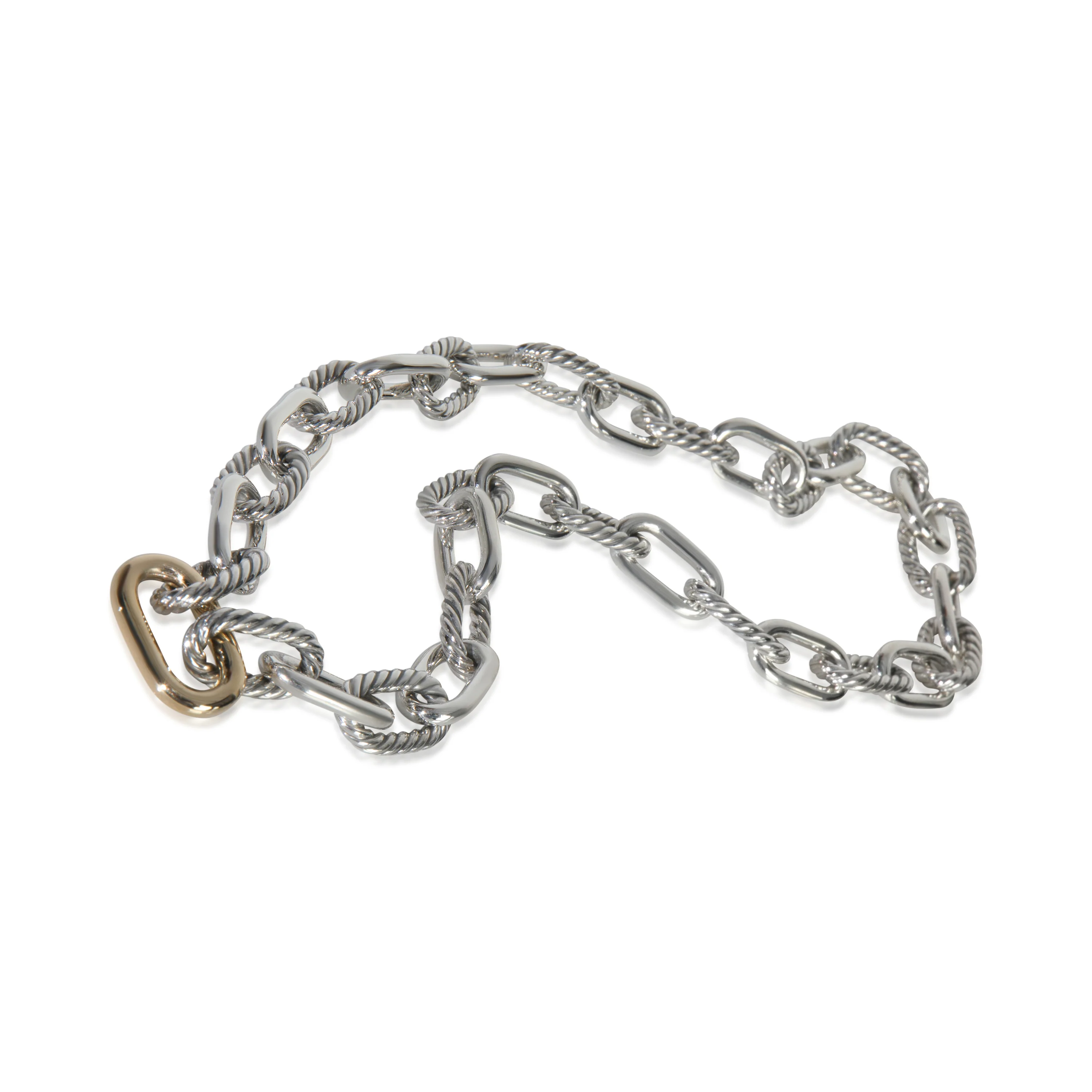 1/4 18K Yellow Gold & Sterling Silver Madison Link Necklace - Image 3
