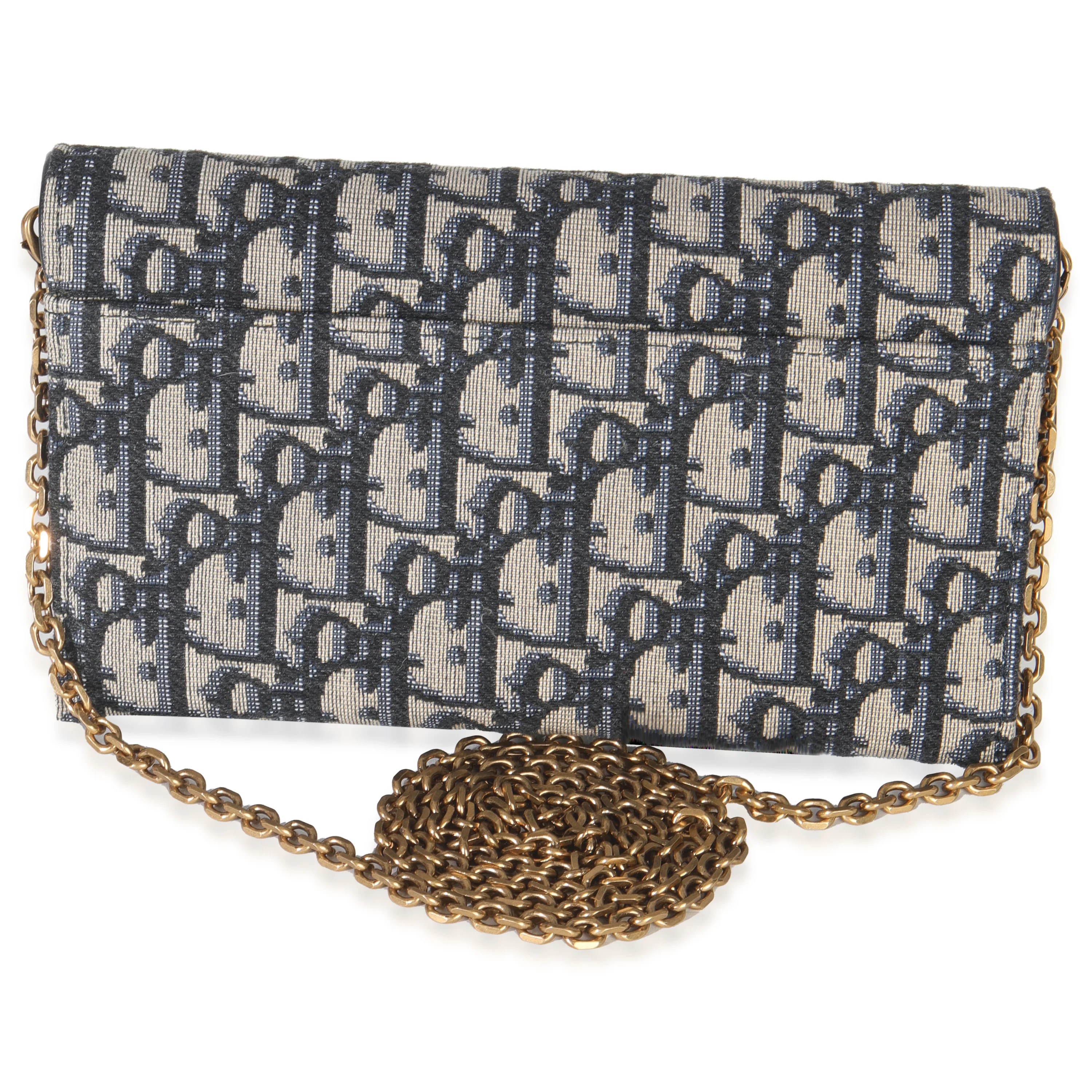 Blue Oblique Canvas Saddle Chain Pouch - Image 4