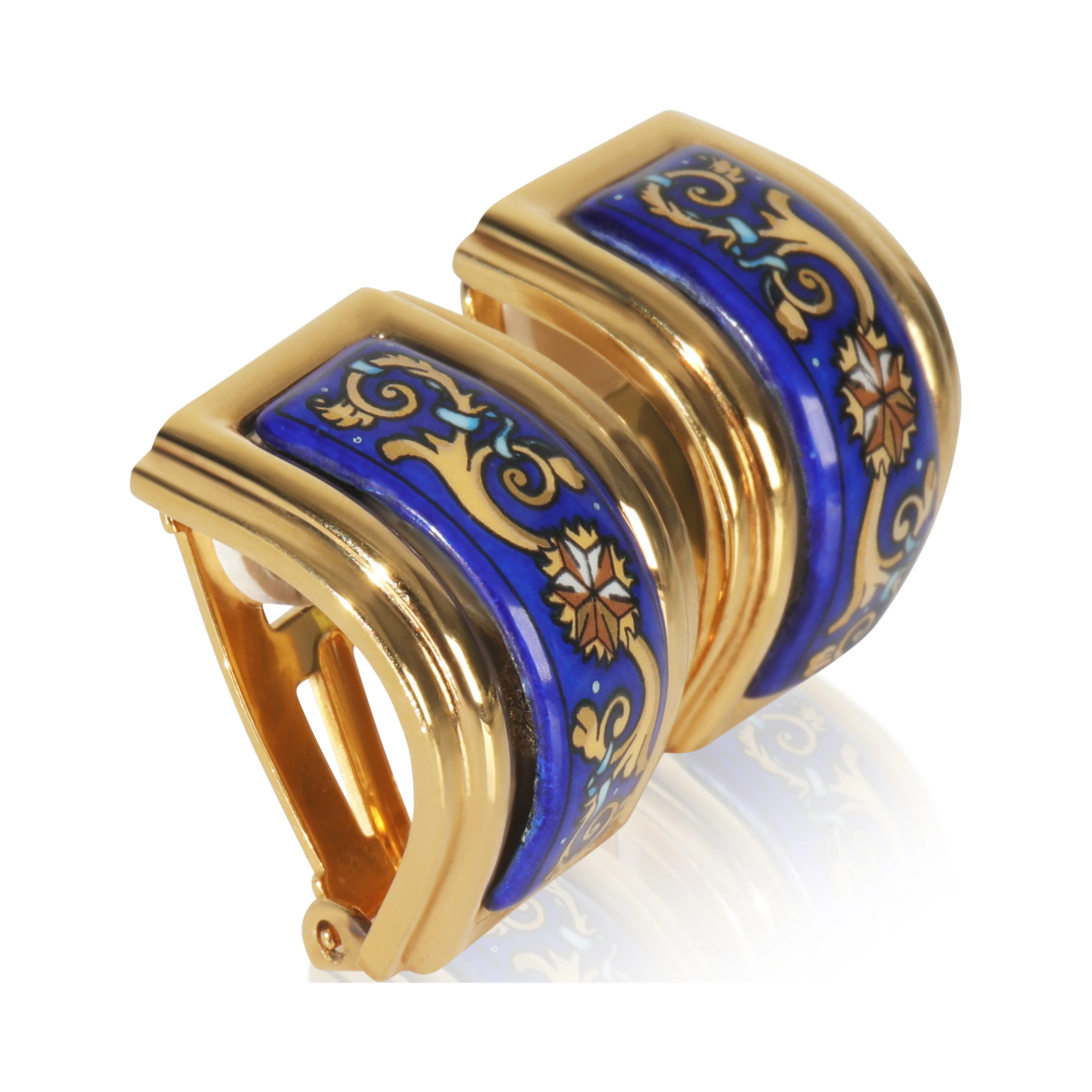 Gold-Plated  Enamel Clip On Earrings - Image 2