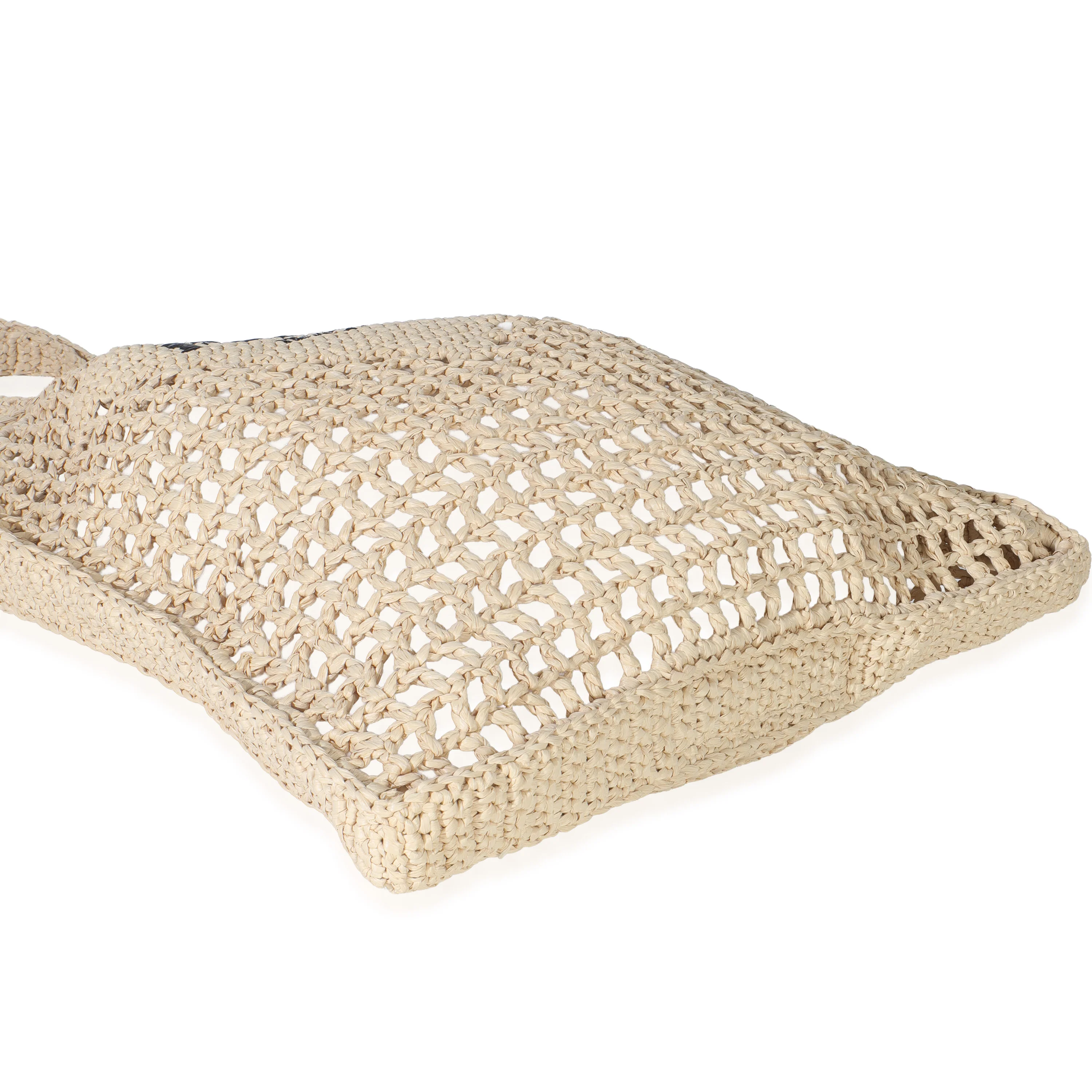 Natural Raffia Effect Logo Crochet Tote - Image 5