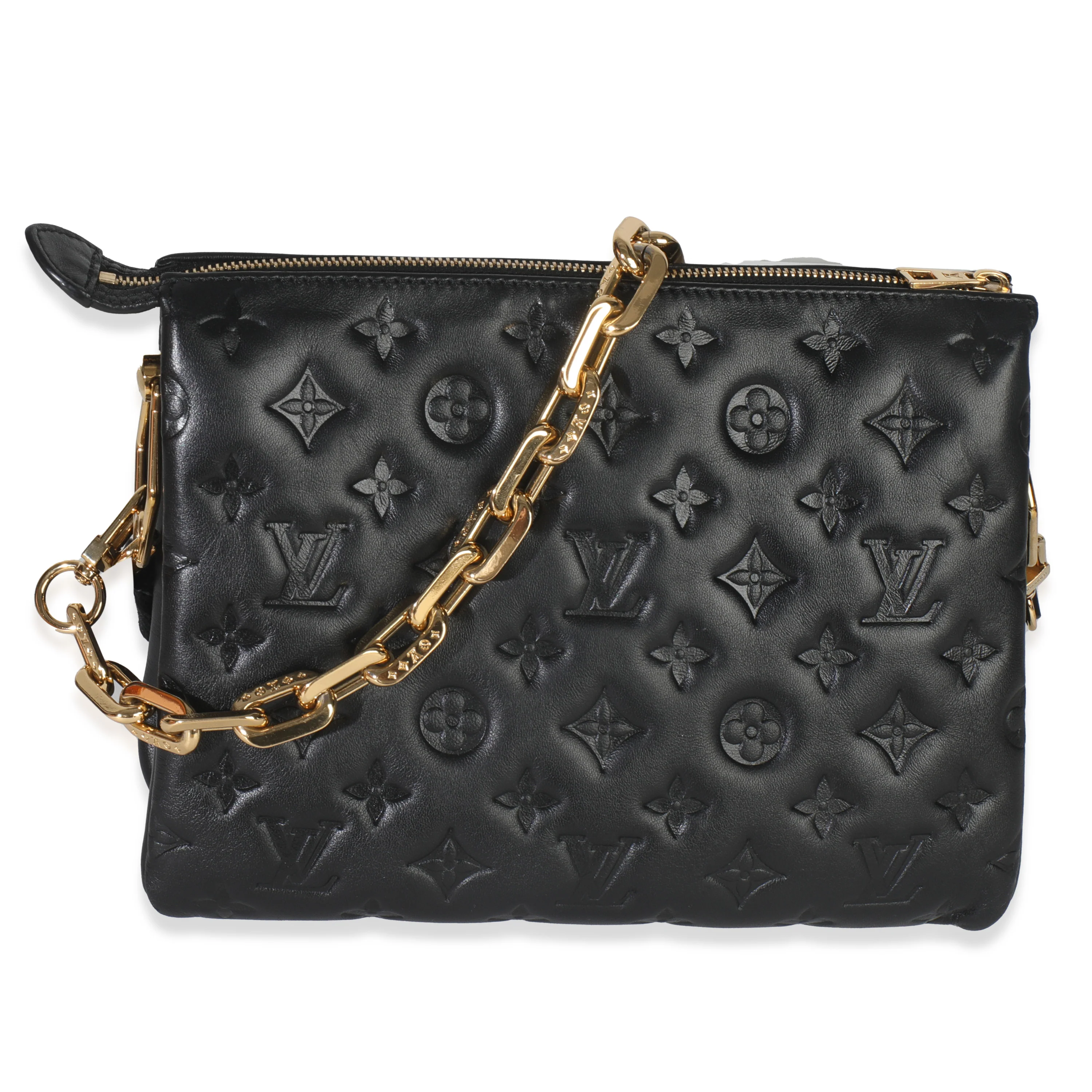Black Monogram Embossed Lambskin Coussin PM