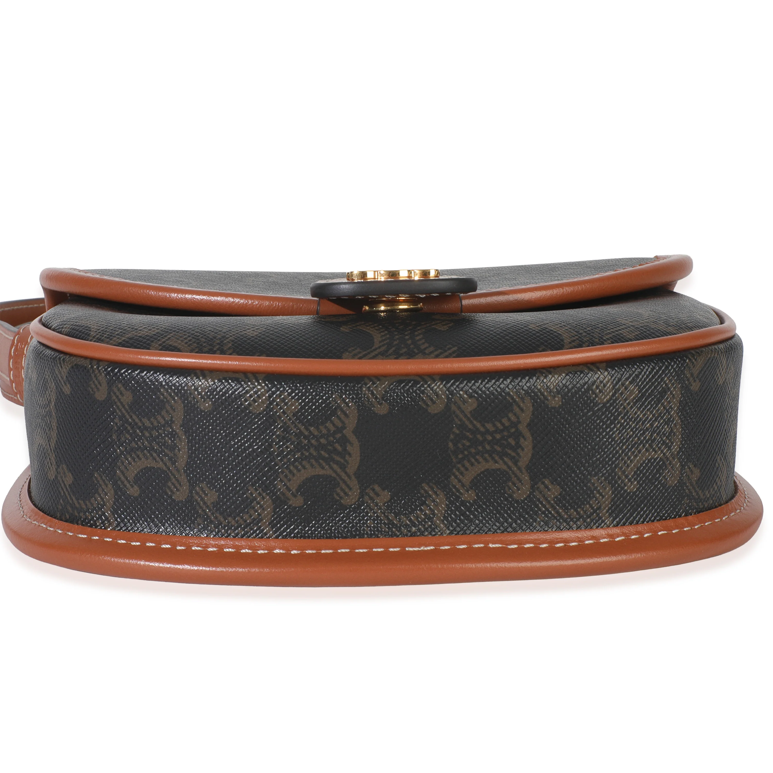 Tan Calfskin Brown Triomphe Canvas Mini Besace - Image 5