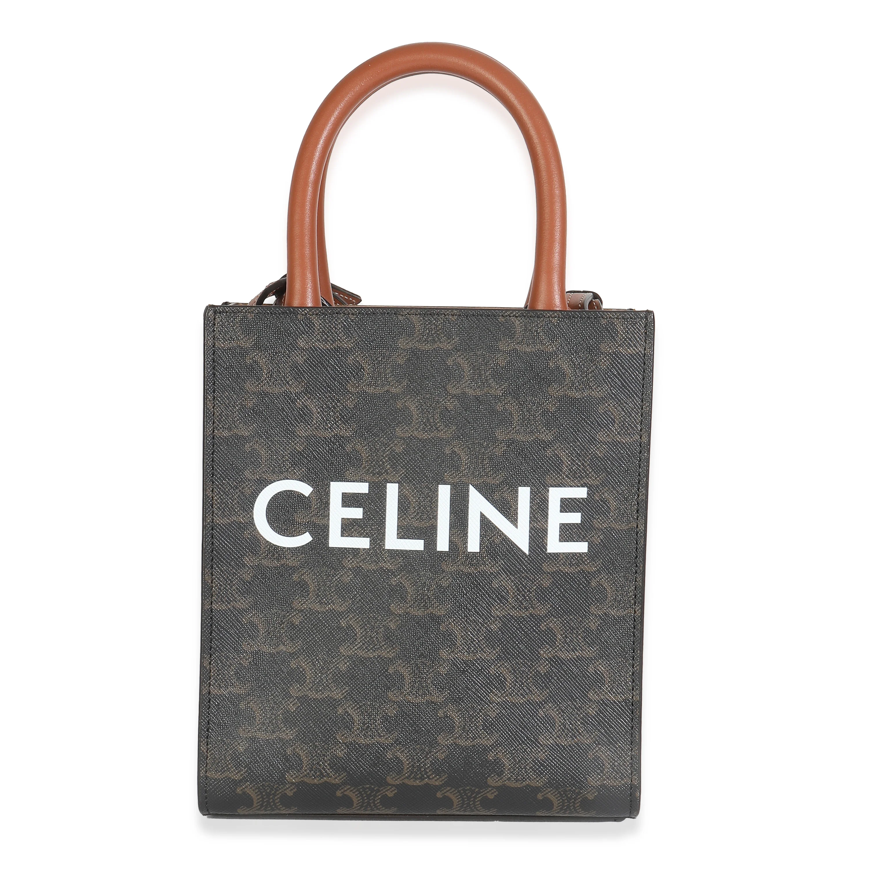 Brown Triomphe Canvas Mini Vertical Cabas