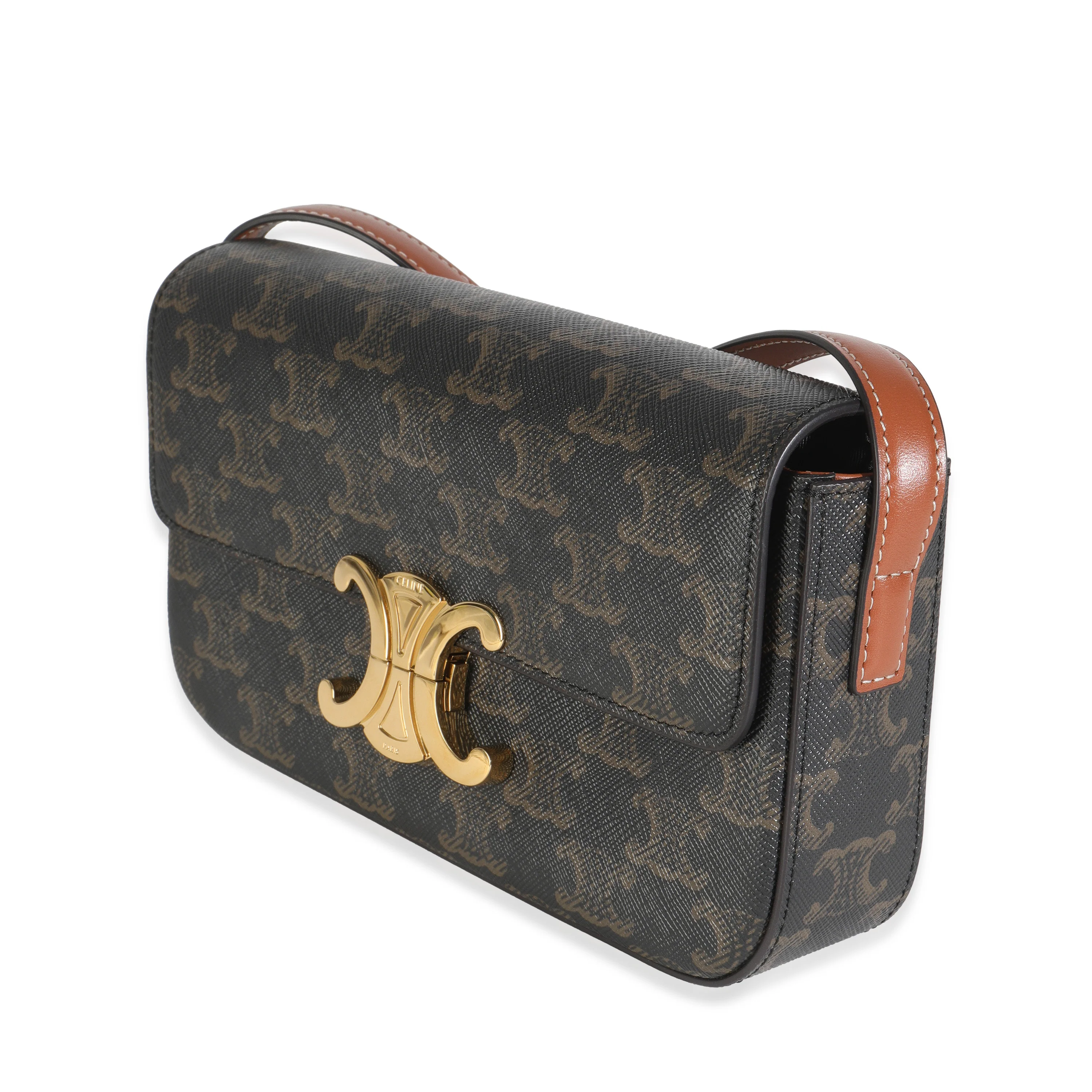 Tan Calfskin Brown Triomphe Canvas Claude Bag - Image 2