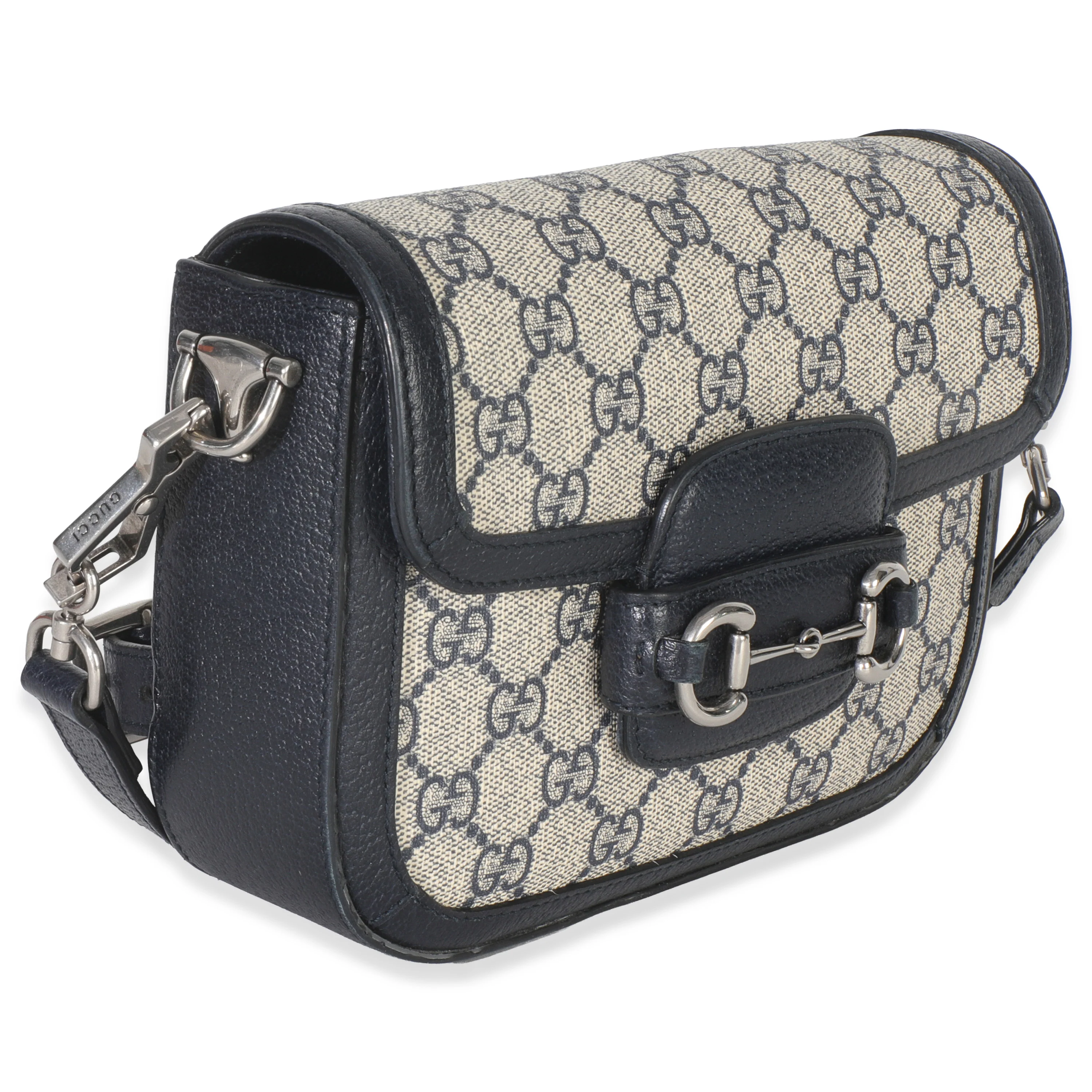Navy GG Supreme Monogram Web Horsebit 1955 Mini Bag - Image 4